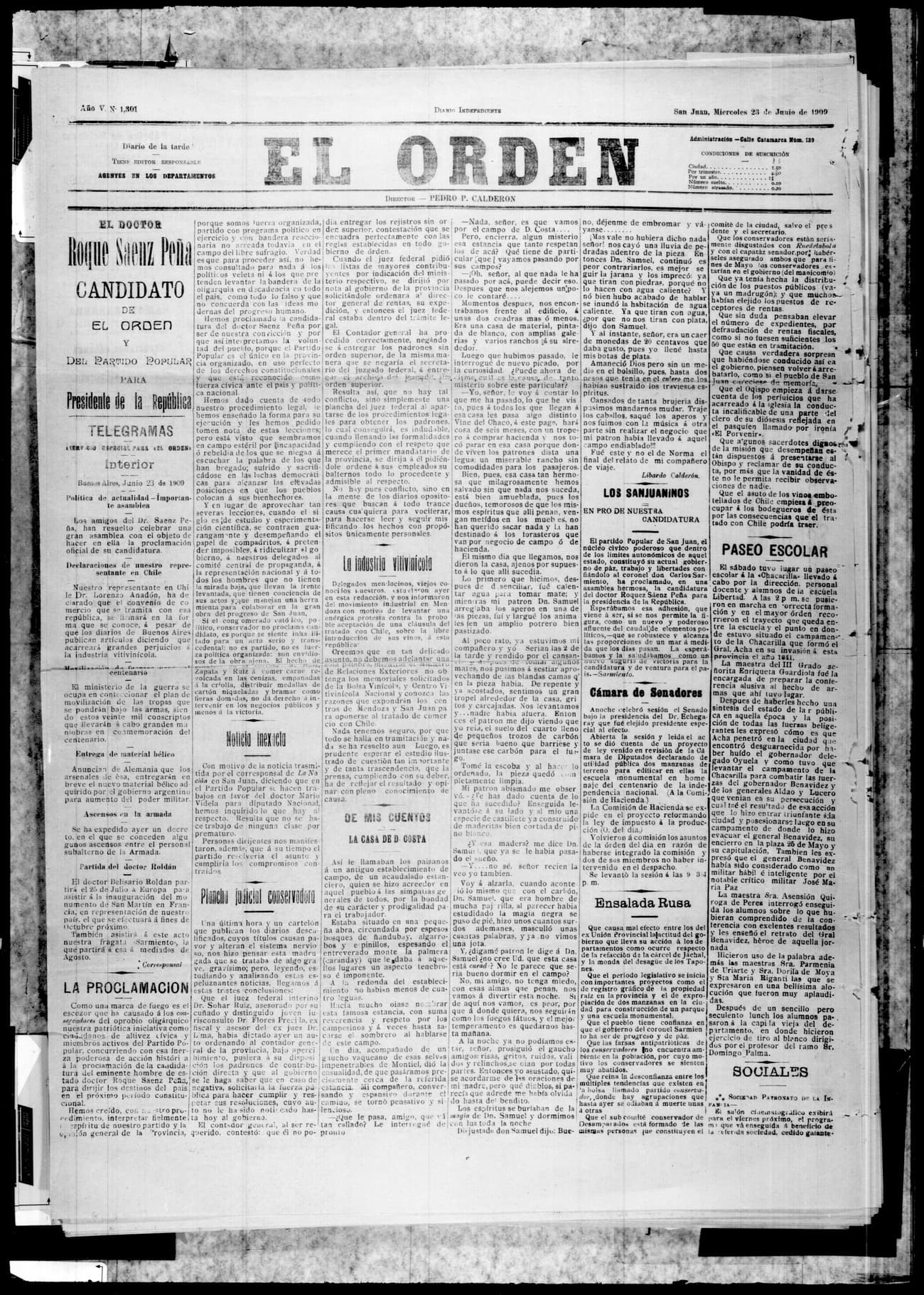 Portada · 23 de Junio de 1909