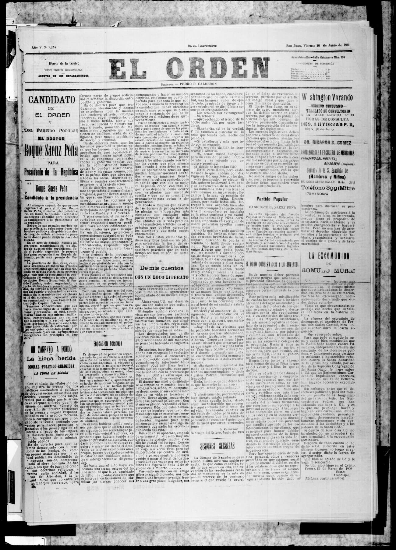 Portada · 18 de Junio de 1909