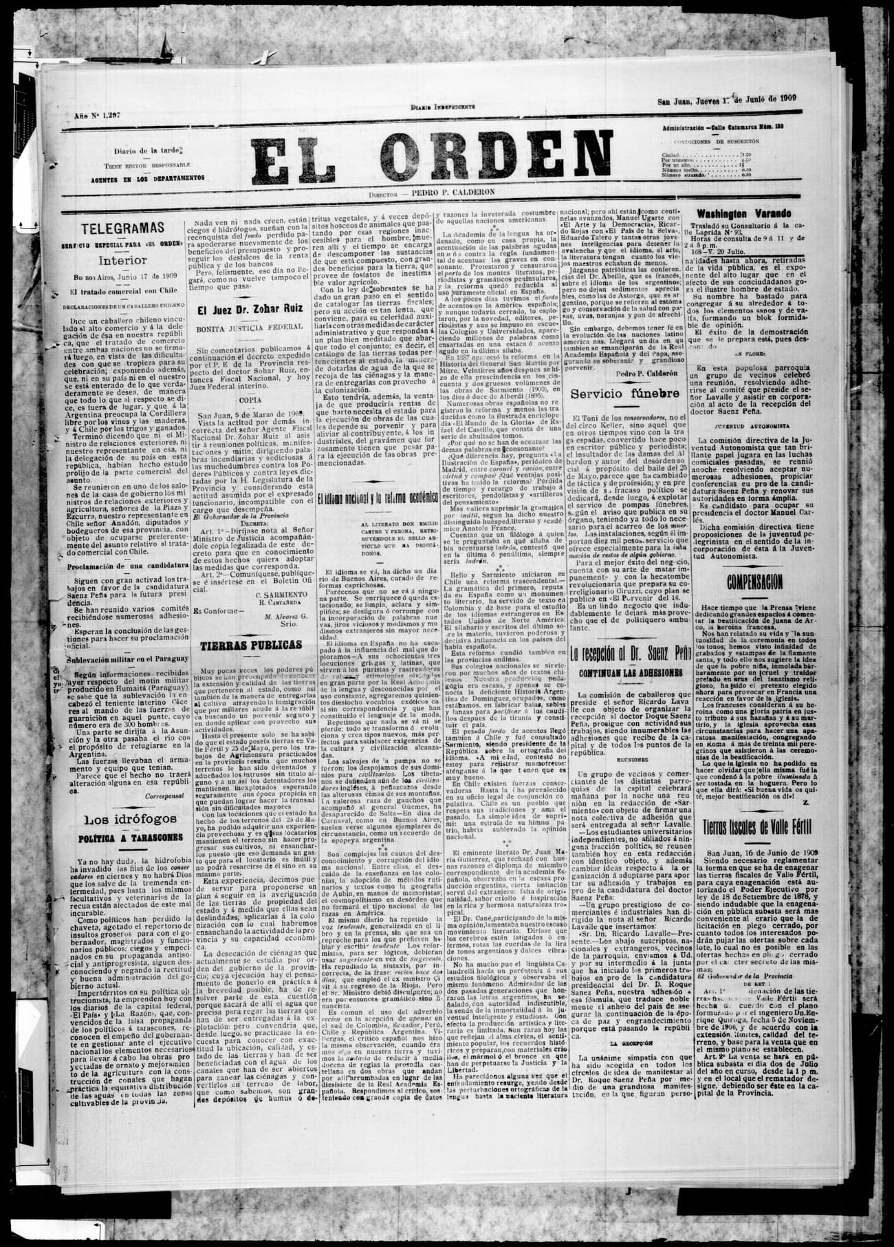 Portada · 1 de Junio de 1909