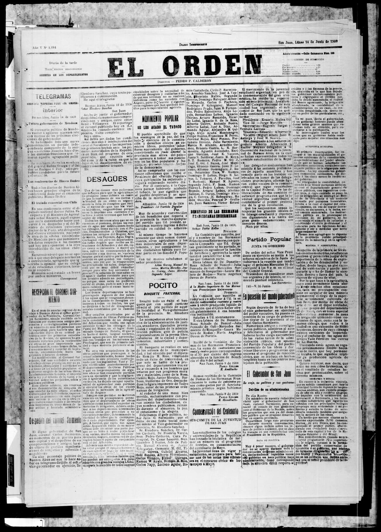 Portada · 14 de Junio de 1909