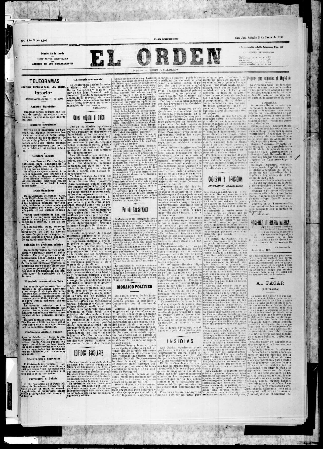Portada · 5 de Junio de 1909