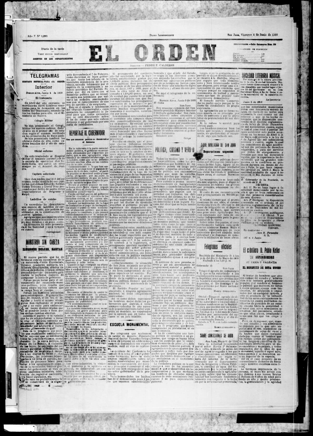 Portada · 4 de Junio de 1909