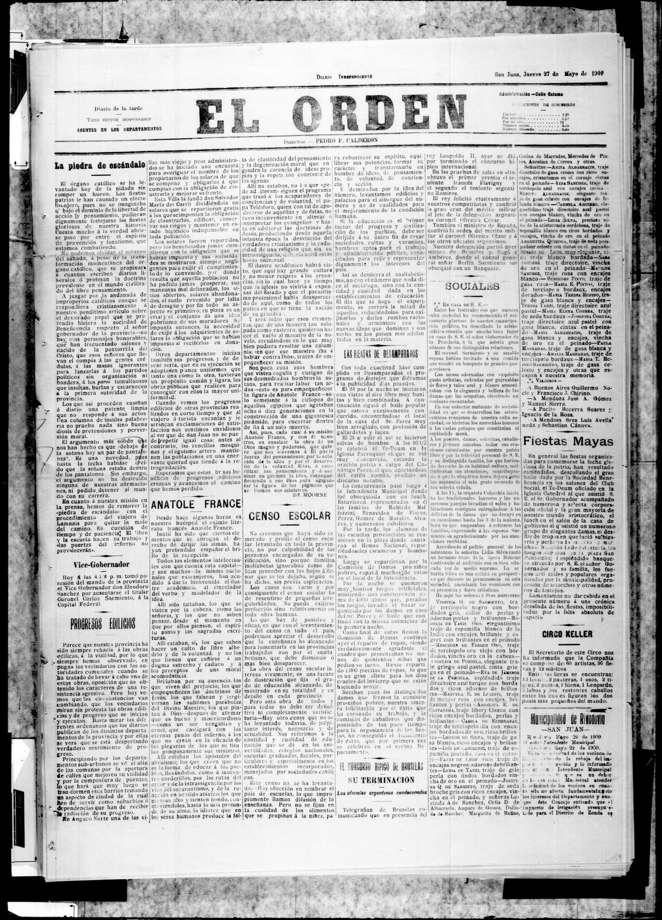 Portada · 27 de Mayo de 1909
