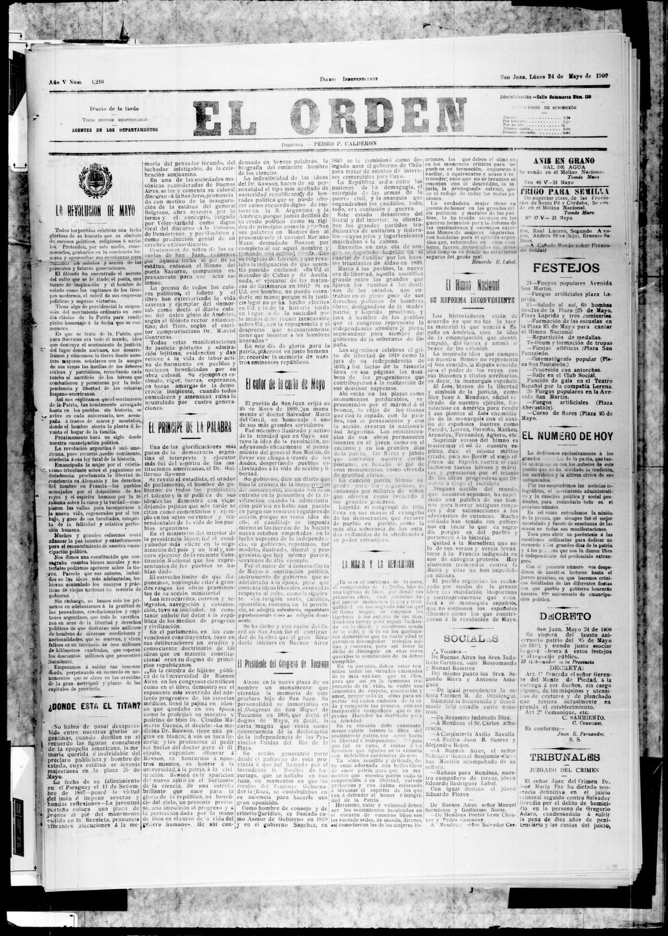 Portada · 24 de Mayo de 1909