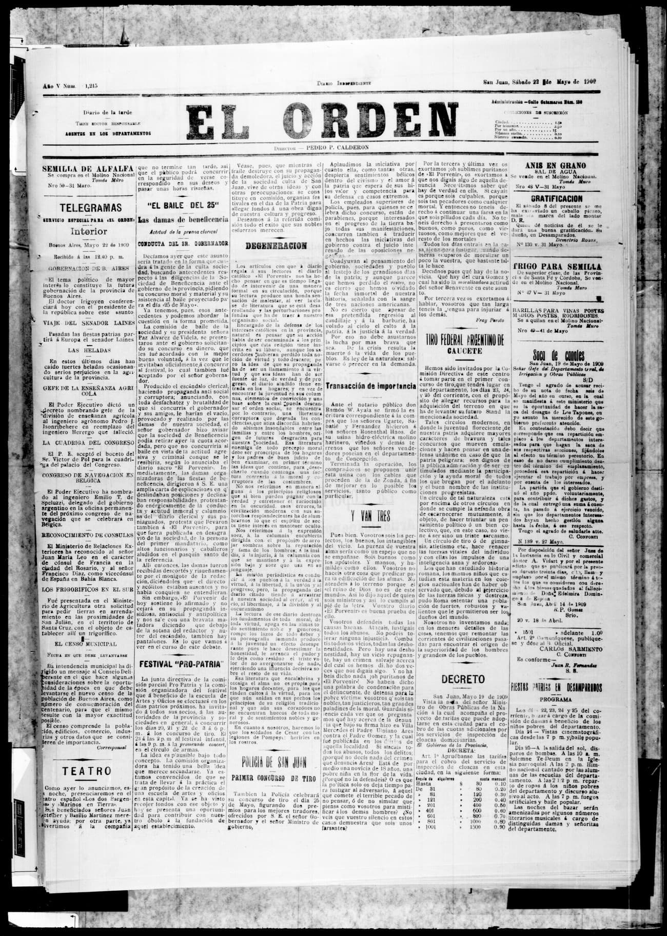 Portada · 22 de Mayo de 1909