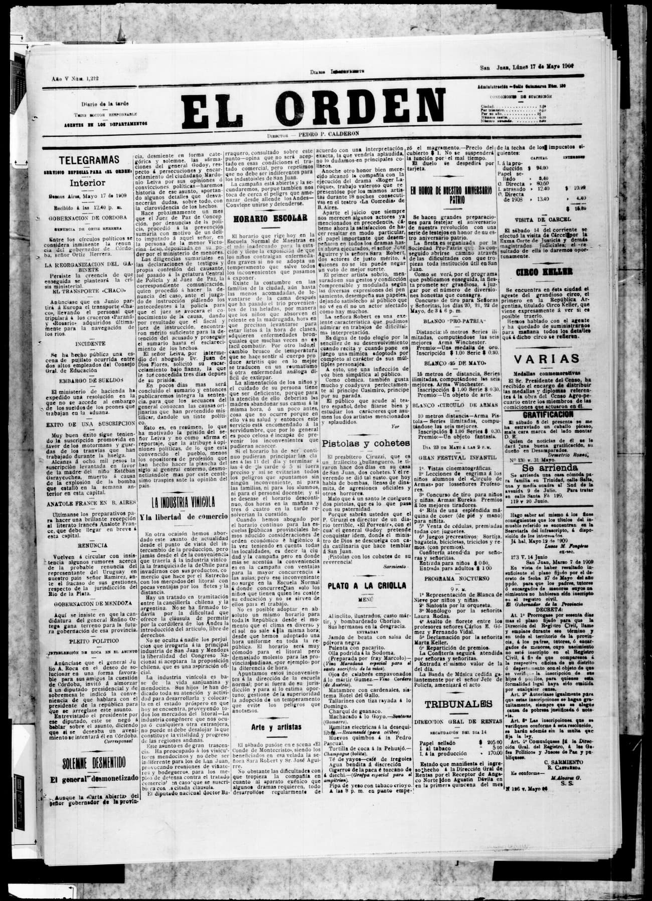 Portada · 17 de Mayo de 1909