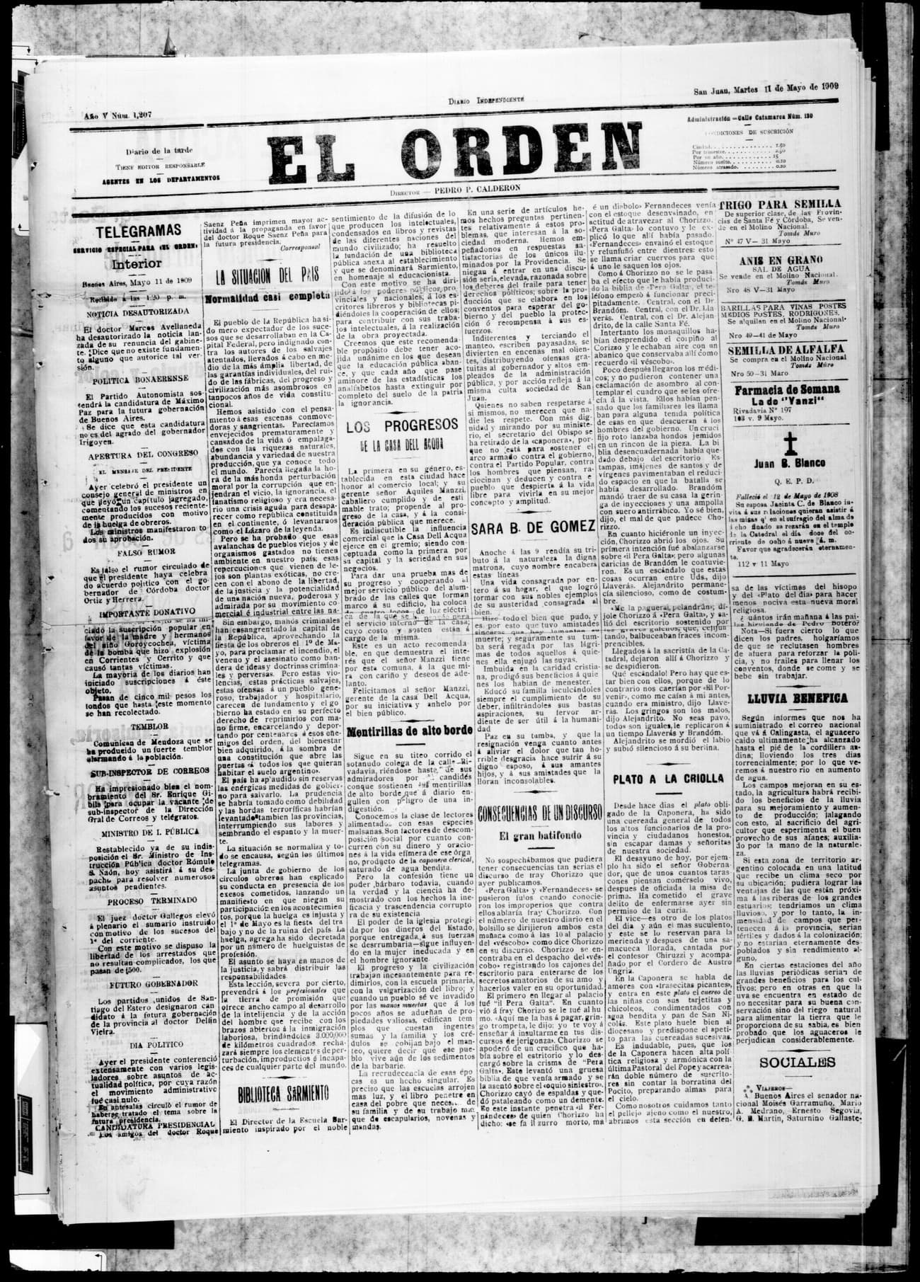 Portada · 11 de Mayo de 1909