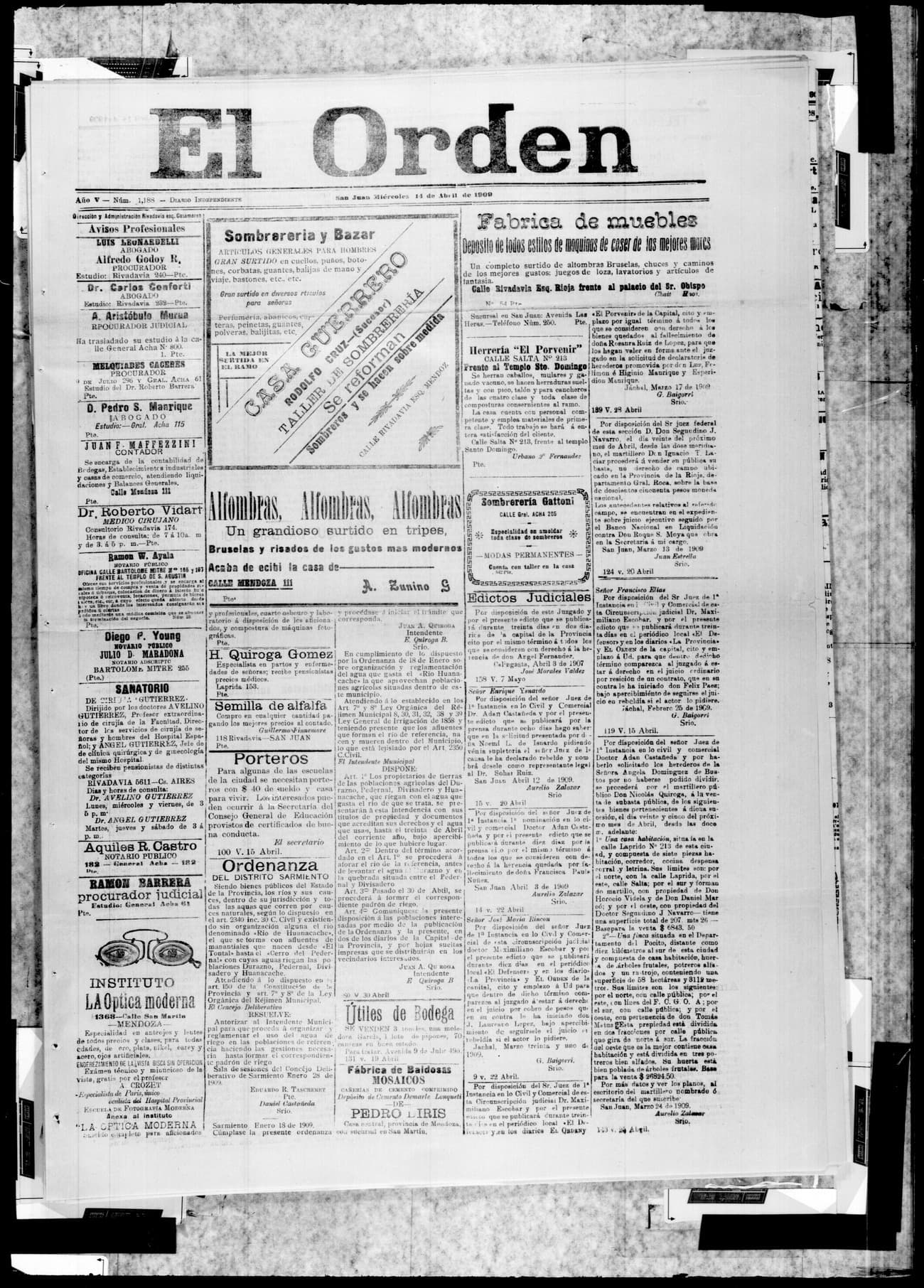 Portada · 14 de Abril de 1909