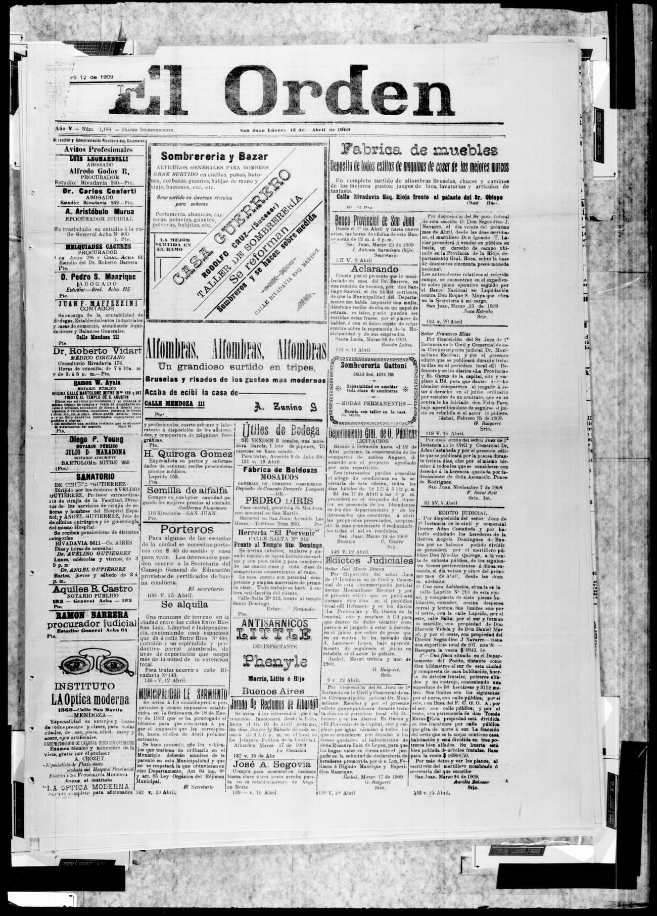 Portada · 12 de Abril de 1909