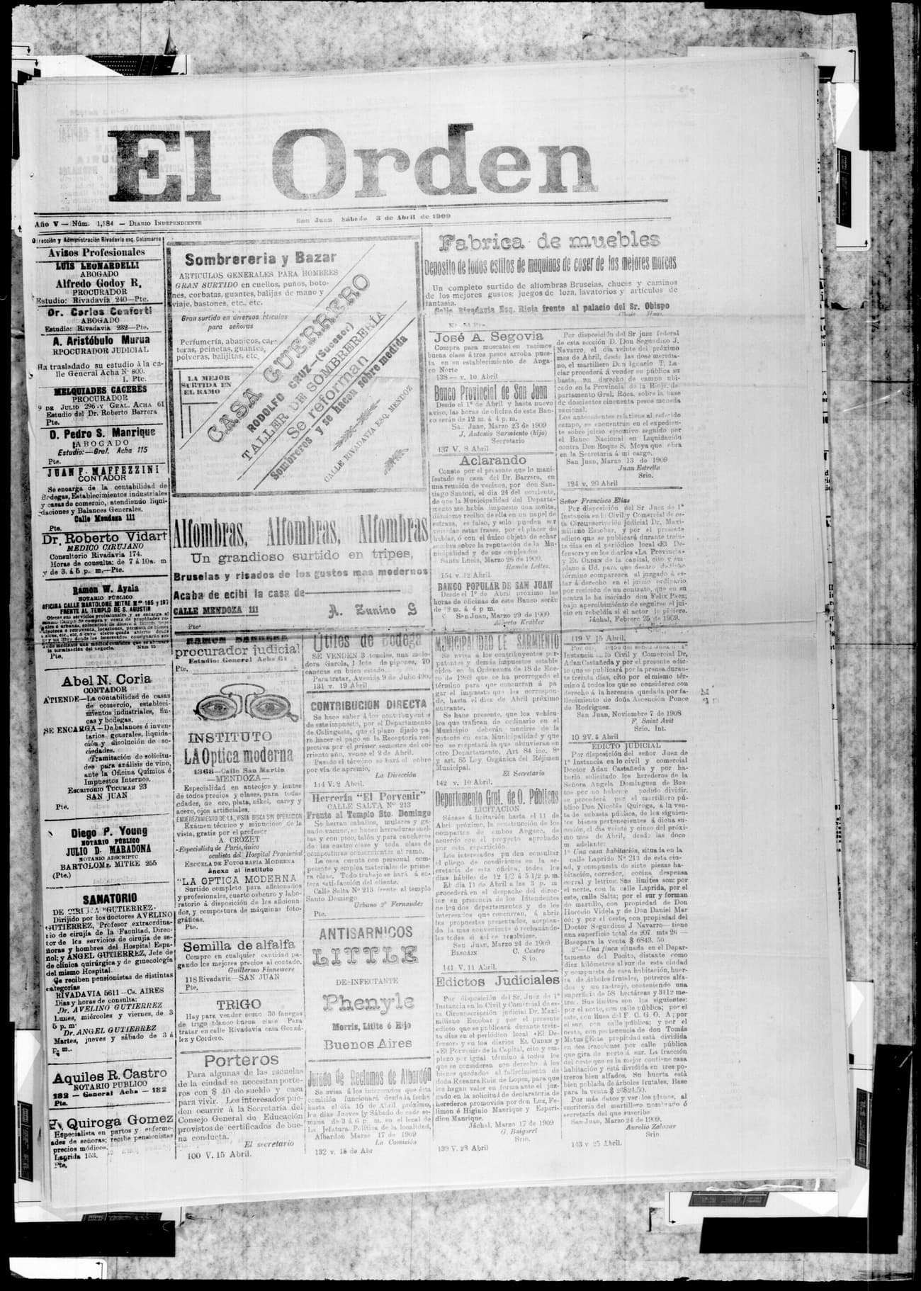 Portada · 3 de Abril de 1909