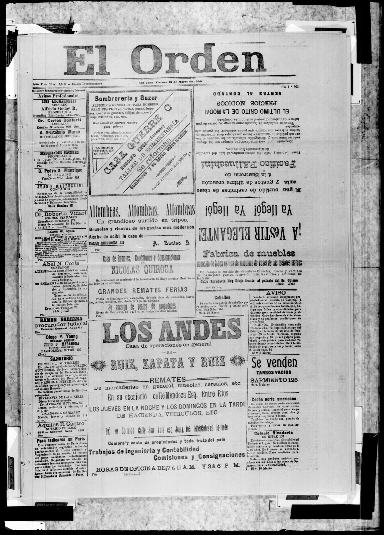 Portada · 12 de Marzo de 1909