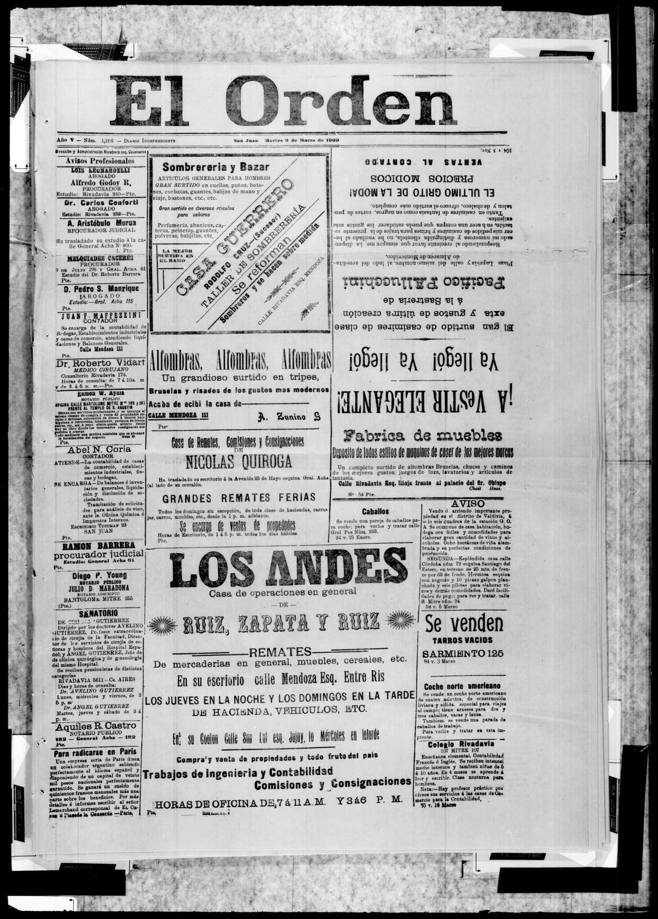 Portada · 9 de Marzo de 1909