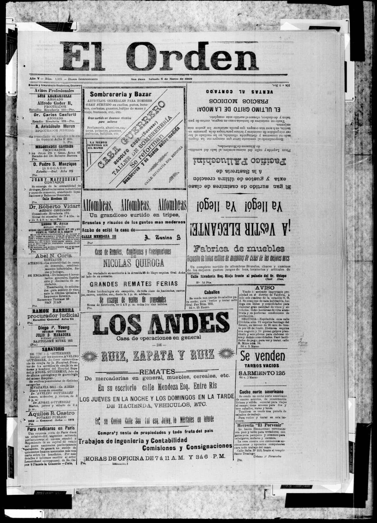 Portada · 5 de Marzo de 1909