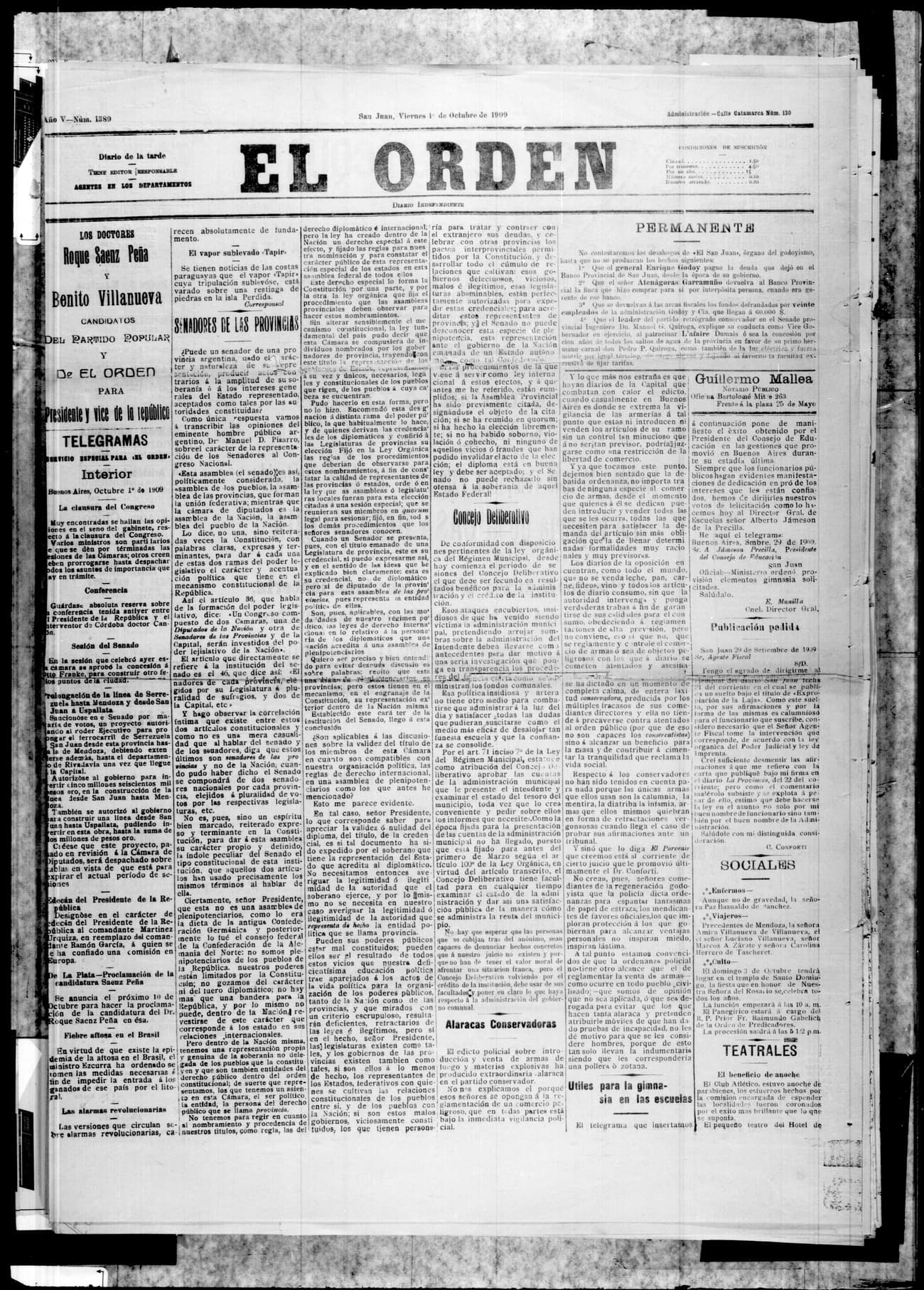 Portada · 1 de Octubre de 1909