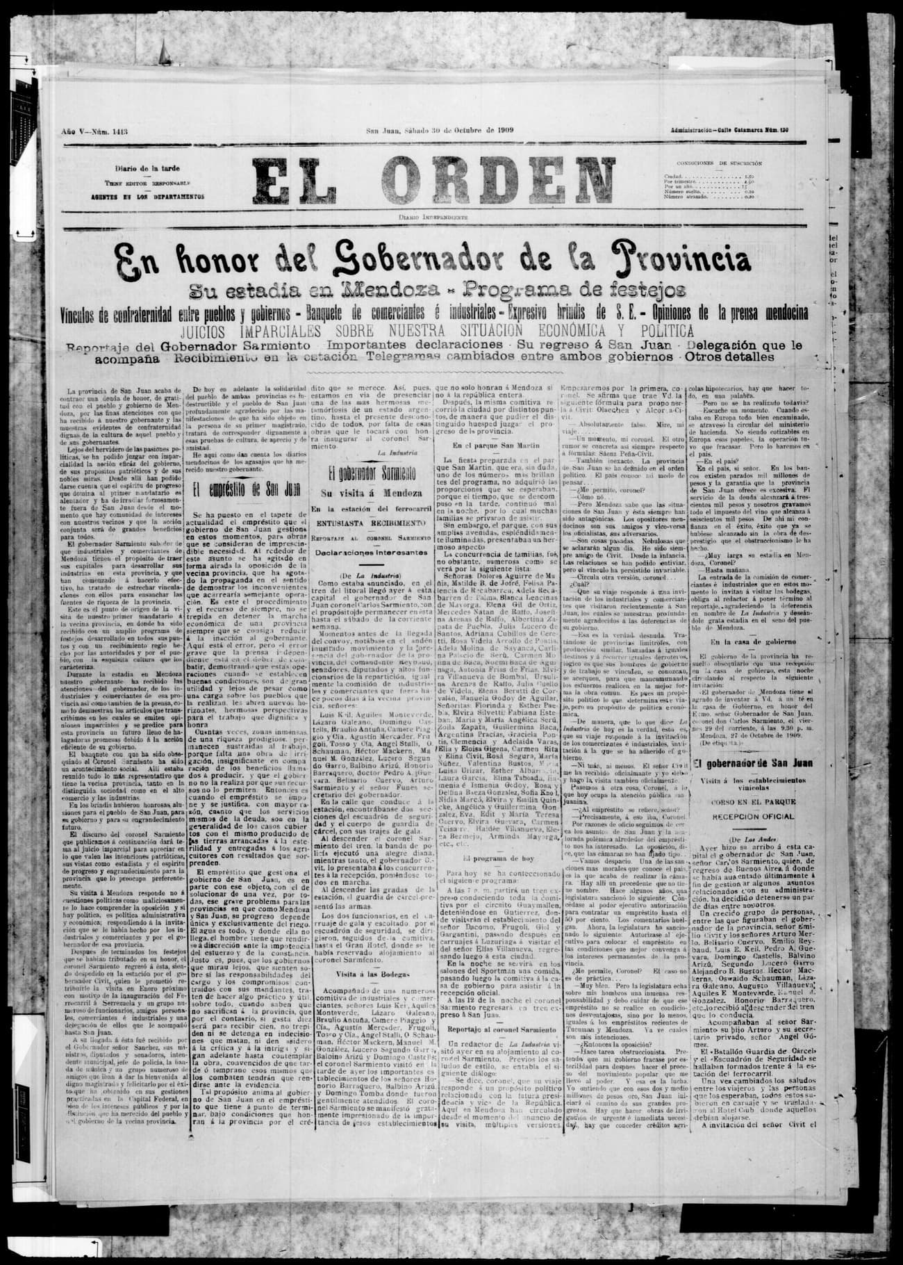 Portada · 30 de Octubre de 1909