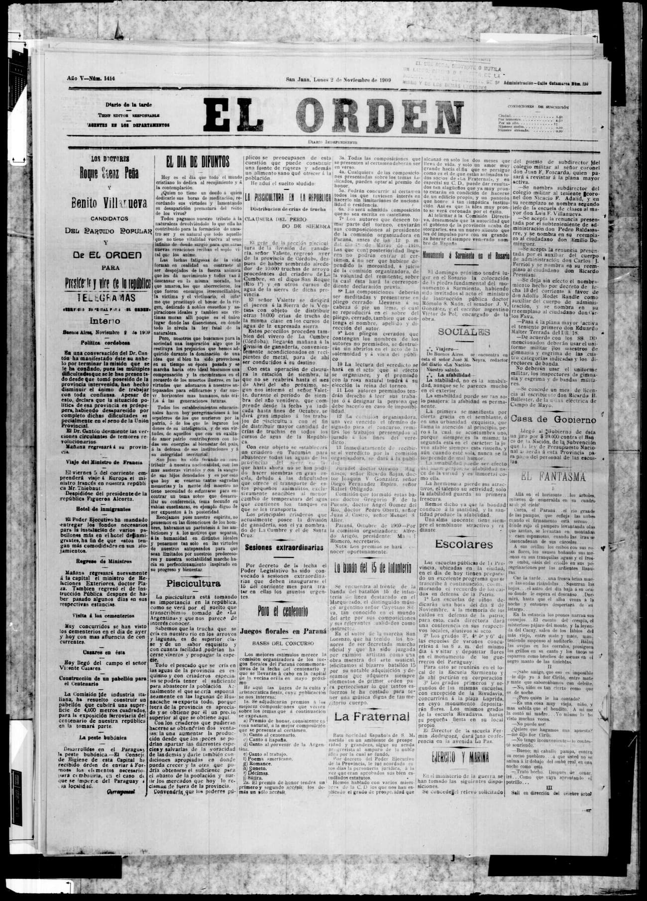 Portada · 2 de Noviembre de 1909