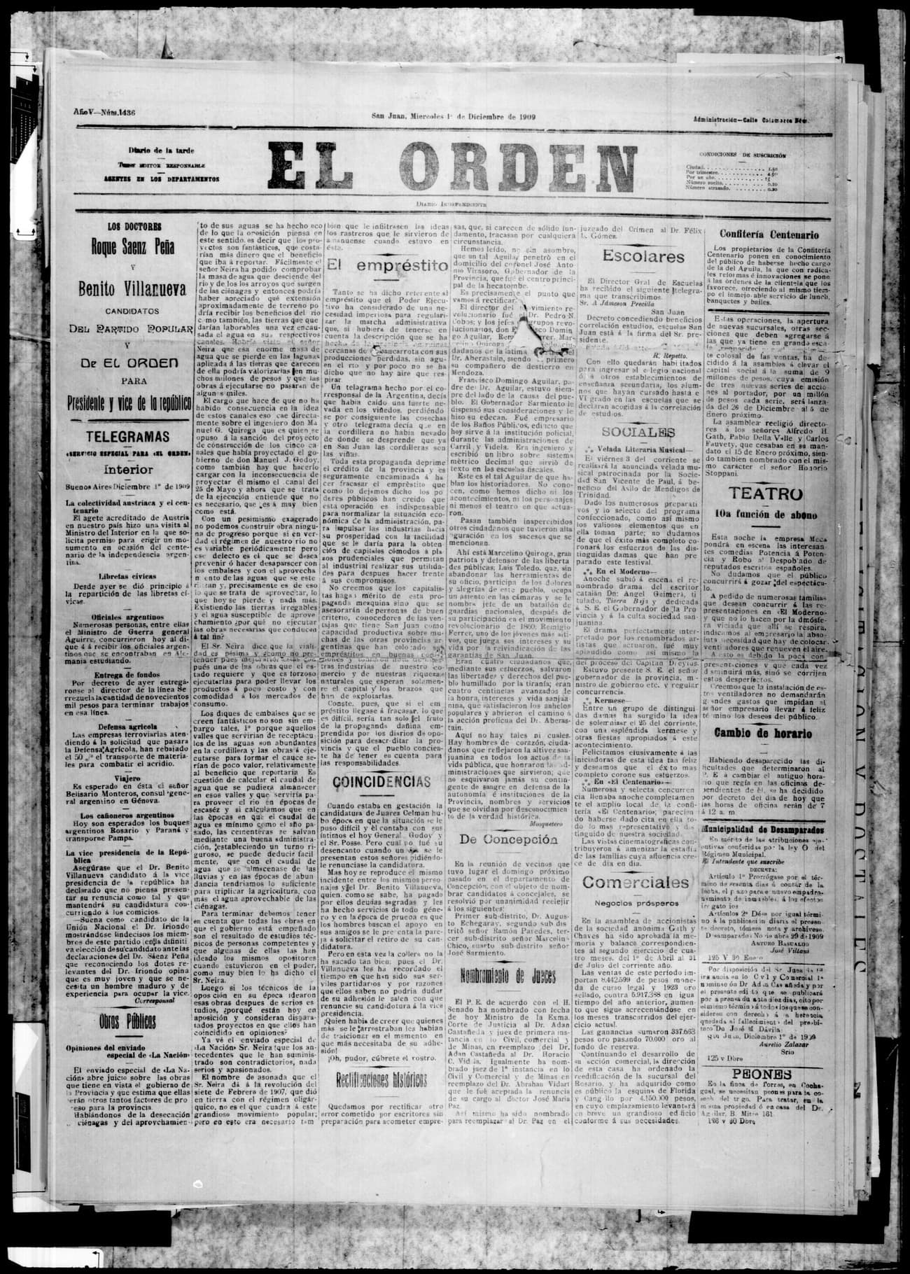 Portada · 1 de Diciembre de 1909