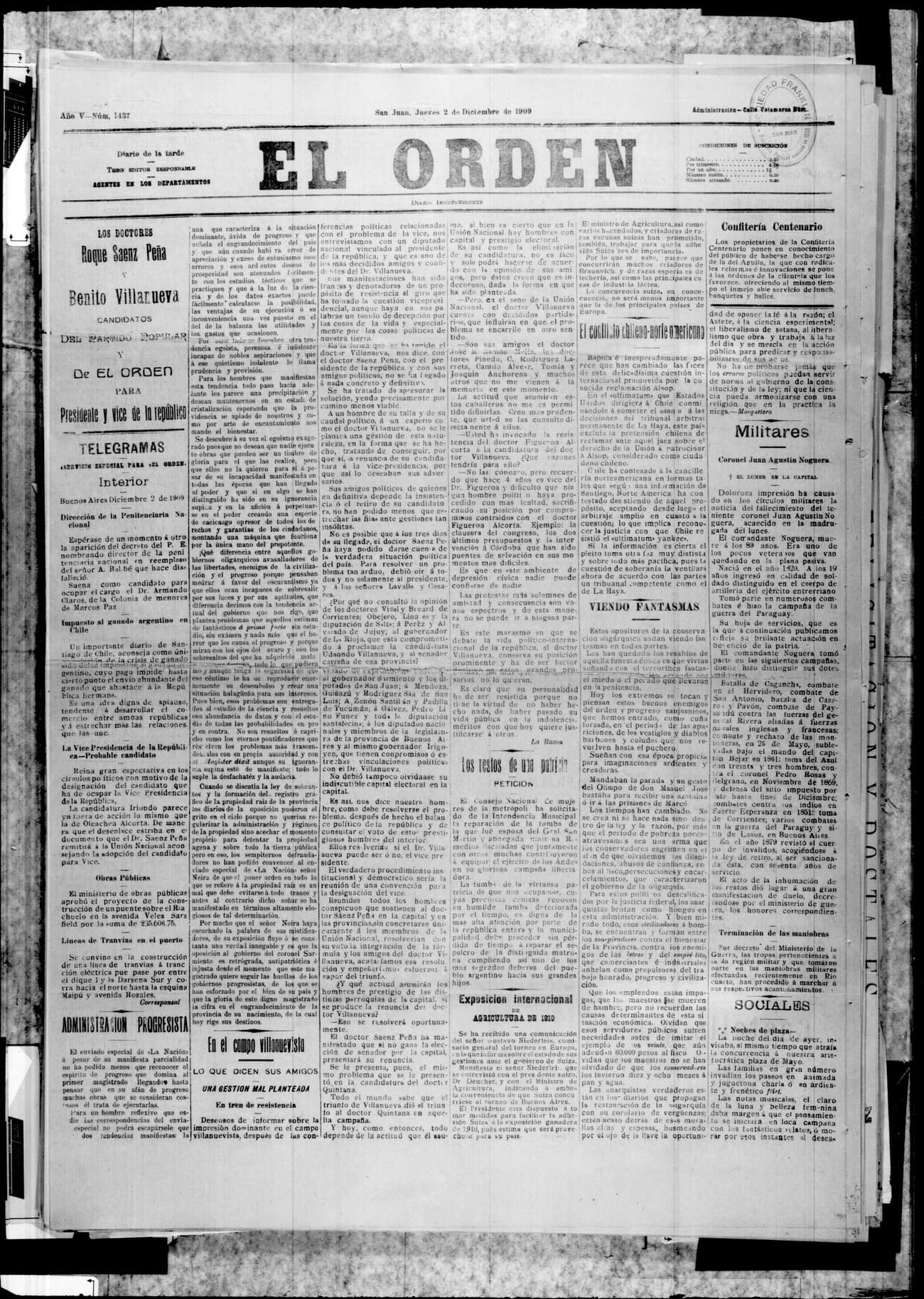 Portada · 2 de Diciembre de 1909