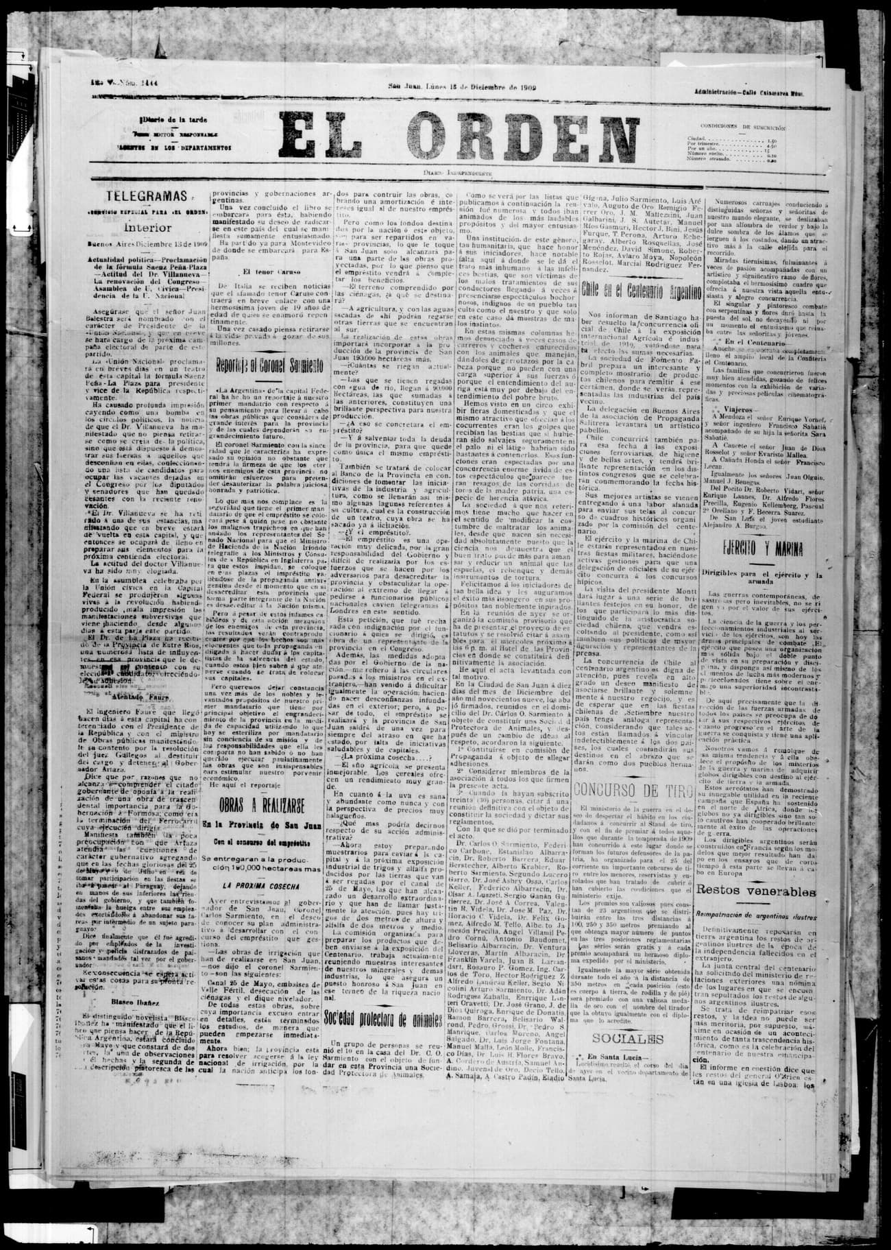 Portada · 15 de Diciembre de 1909