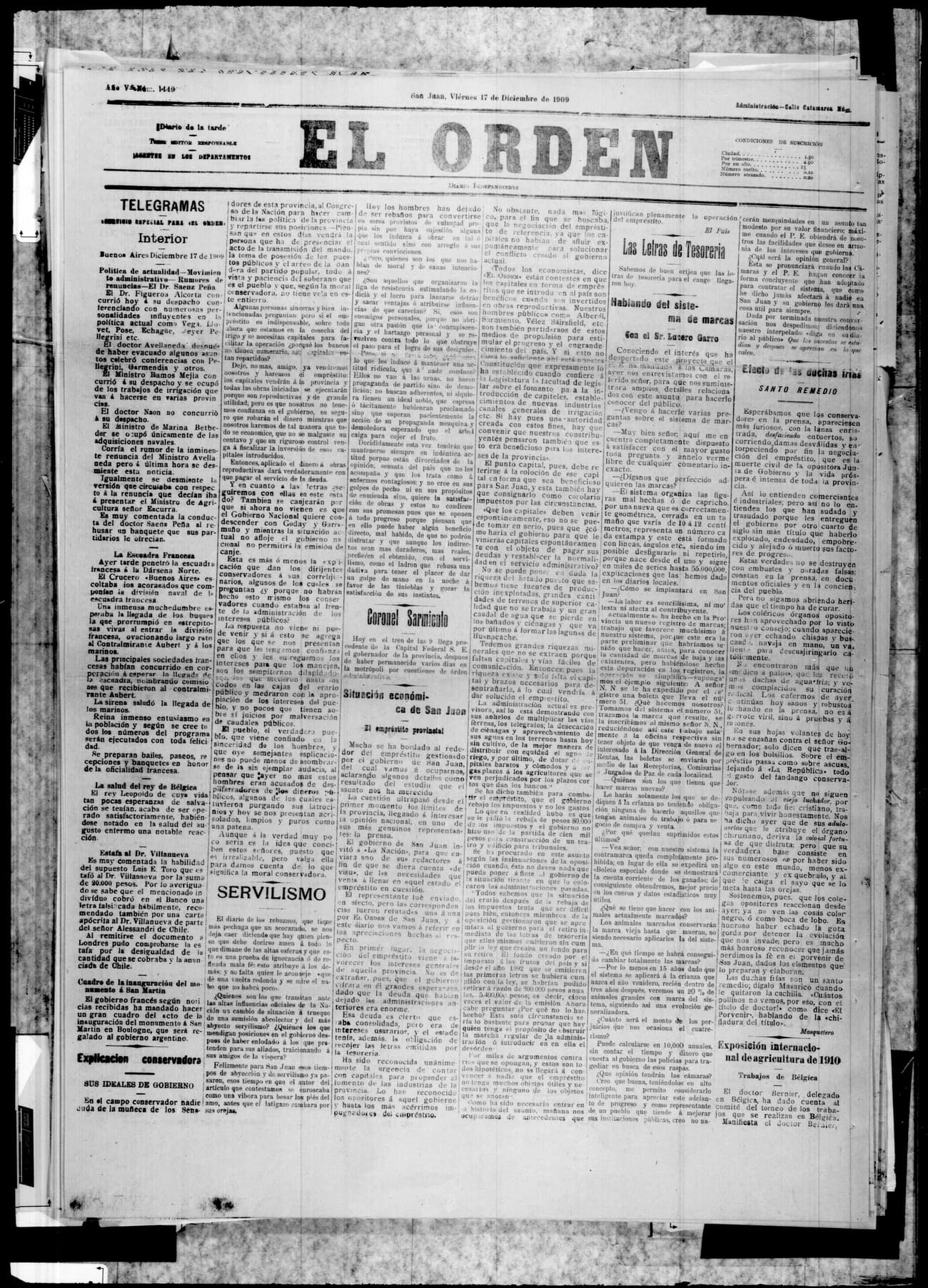 Portada · 17 de Diciembre de 1909
