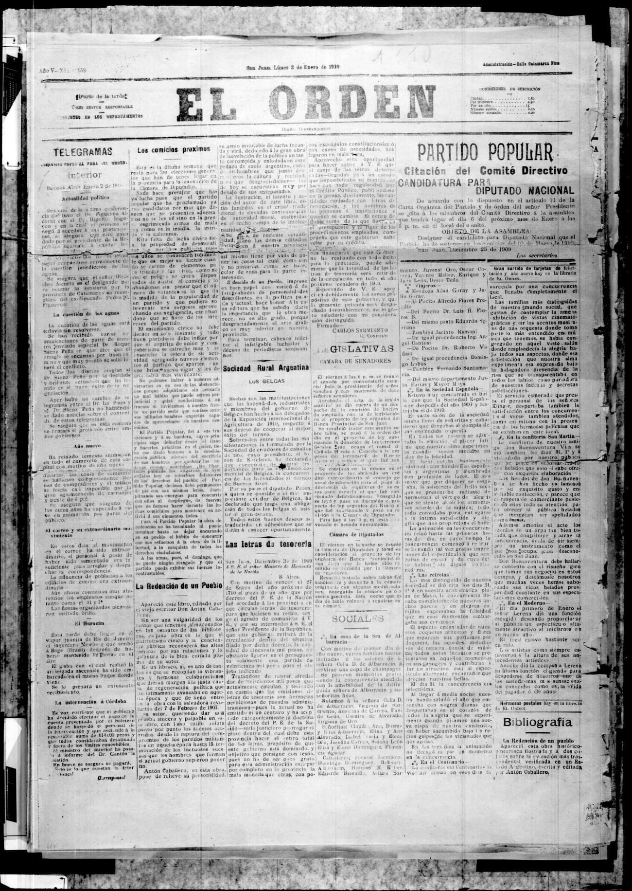 Portada · 8 de Enero de 1910