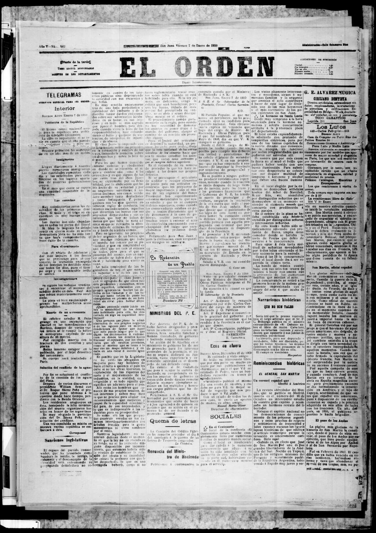 Portada · 7 de Enero de 1910