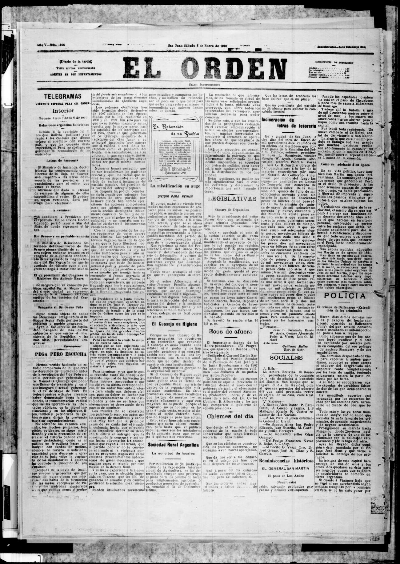 Portada · 8 de Enero de 1910