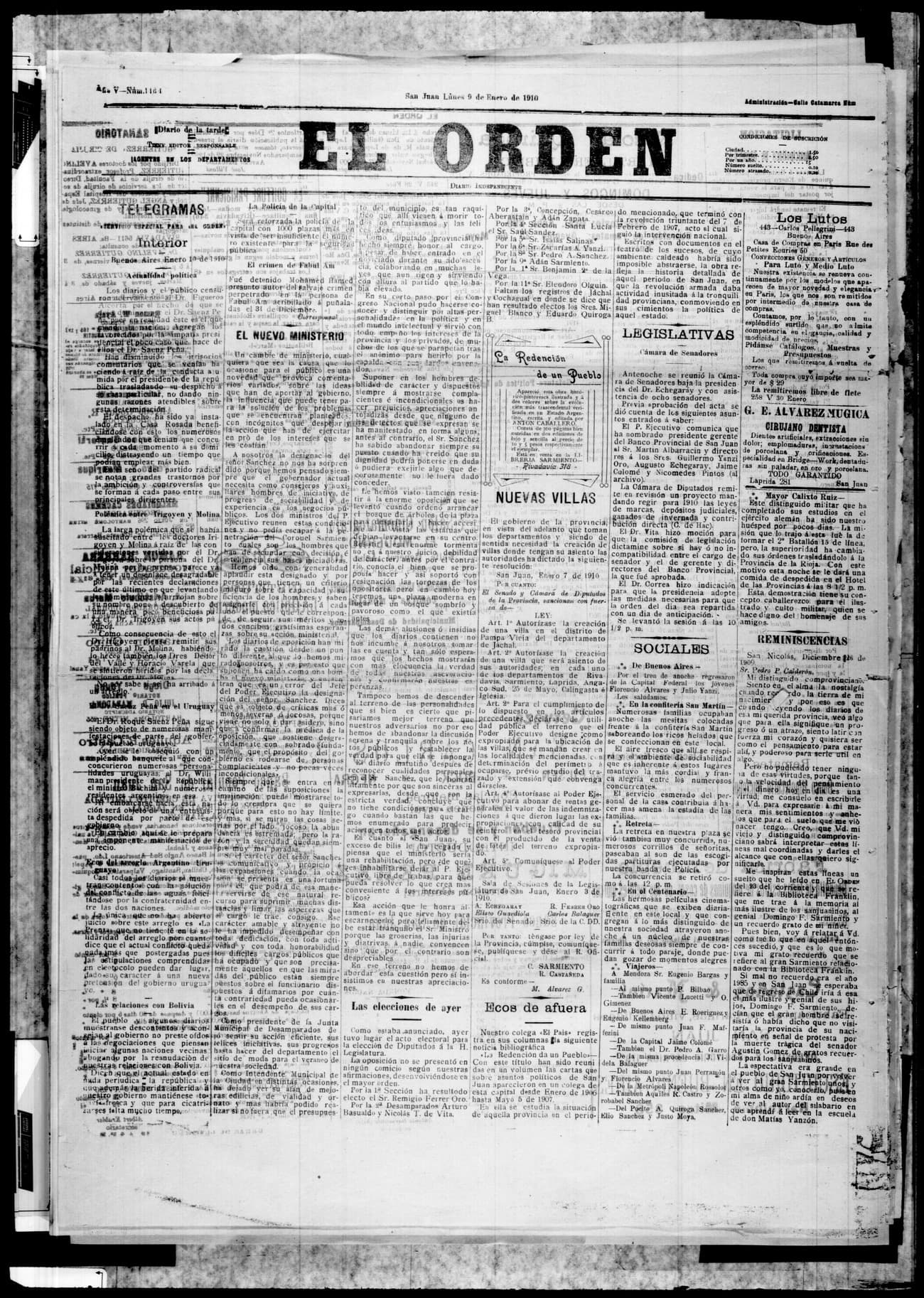 Portada · 9 de Enero de 1910