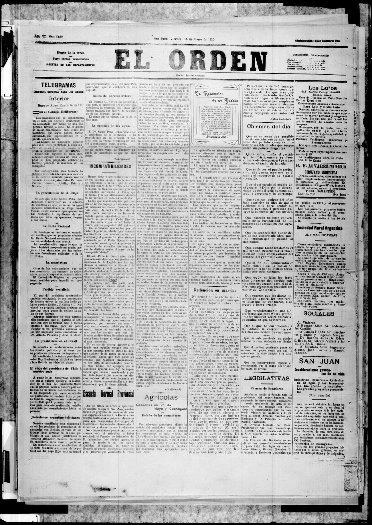 Portada · 14 de Enero de 1910