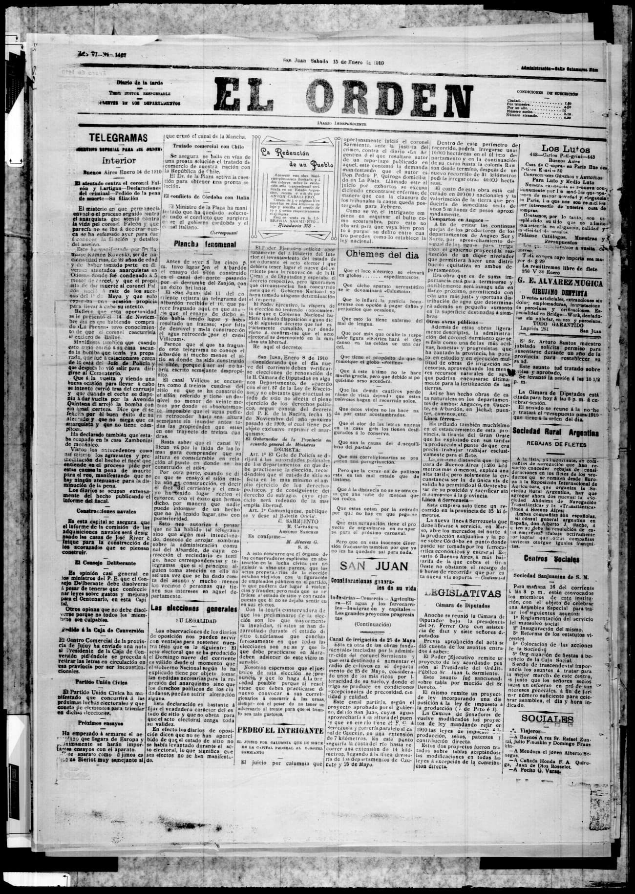 Portada · 15 de Enero de 1910
