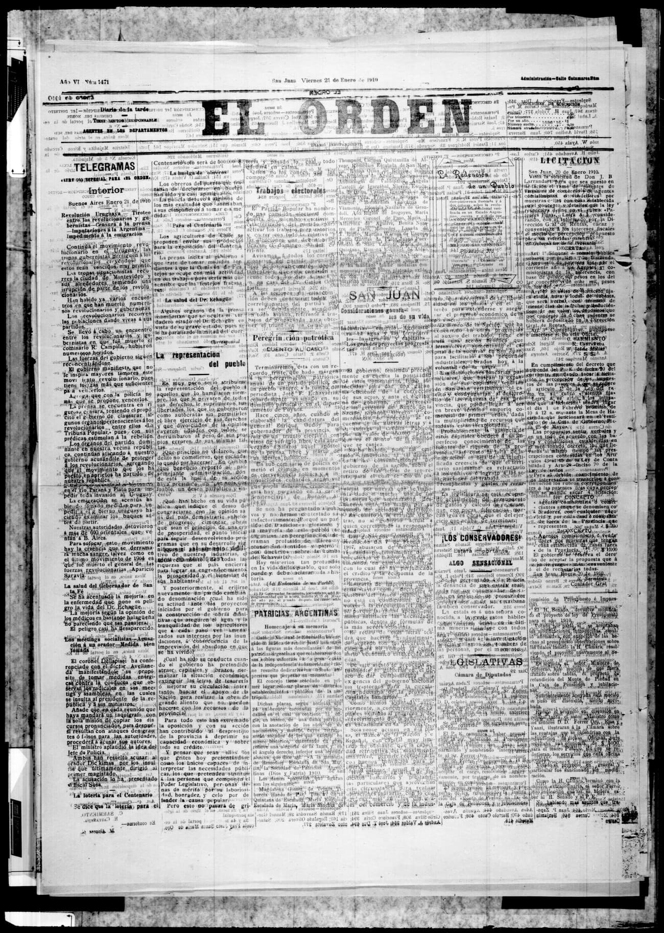 Portada · 21 de Enero de 1910