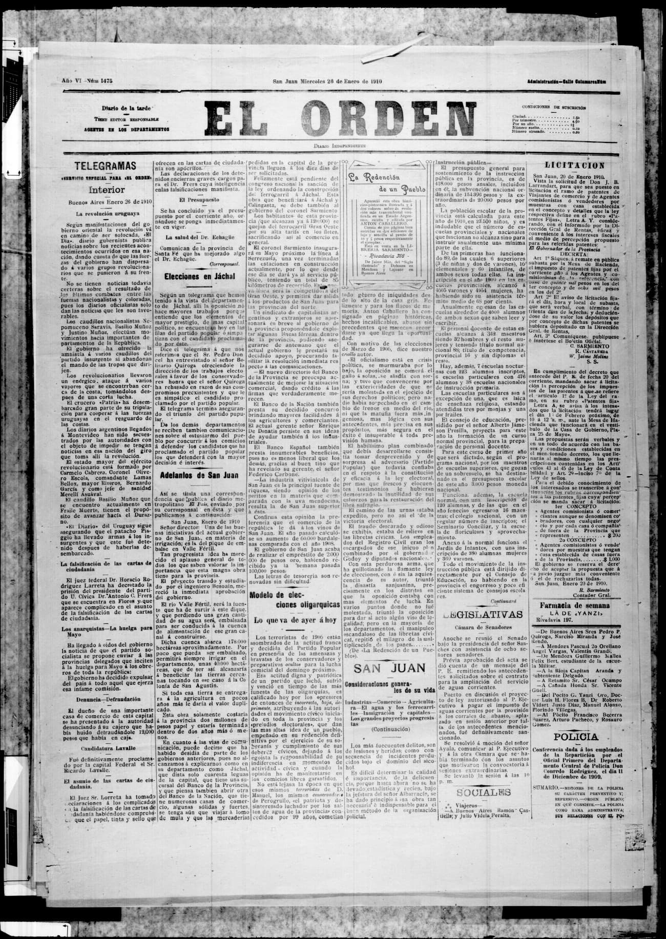 Portada · 26 de Enero de 1910