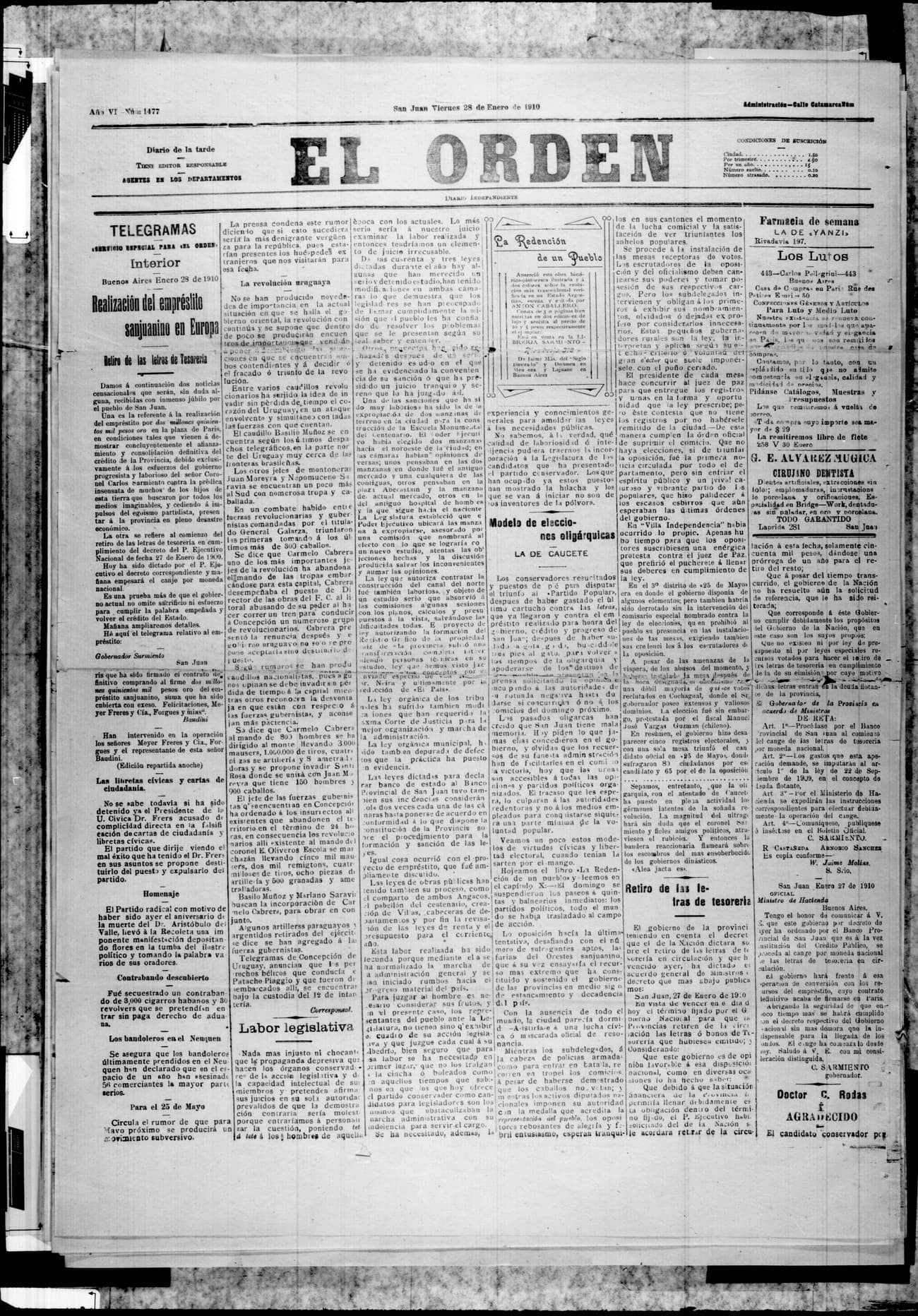 Portada · 28 de Enero de 1910