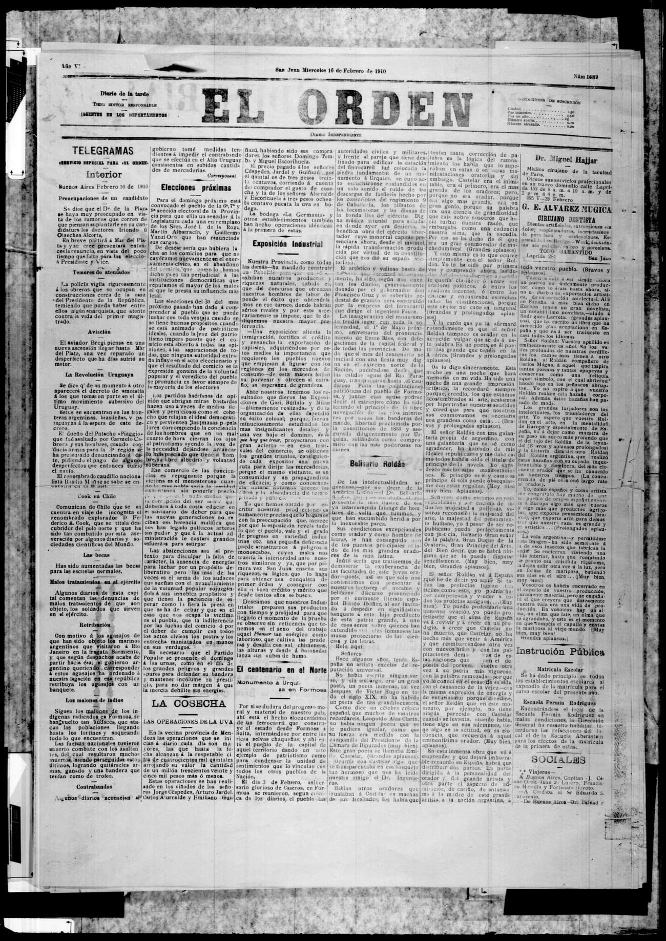 Portada · 16 de Febrero de 1910