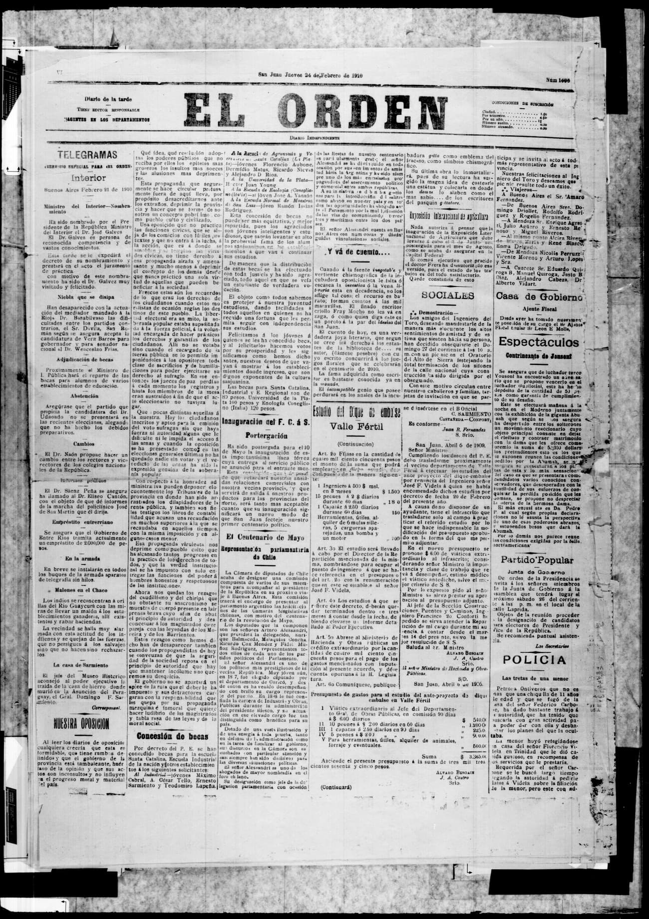 Portada · 24 de Febrero de 1910