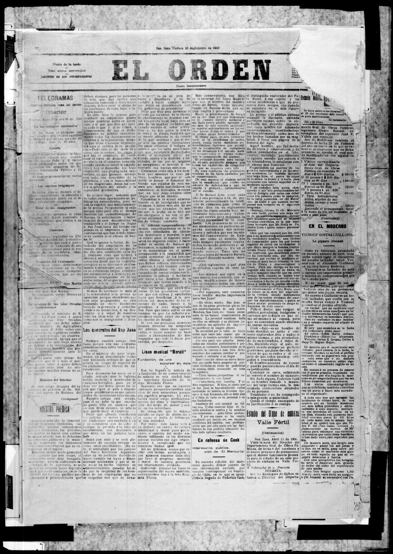 Portada de El Orden