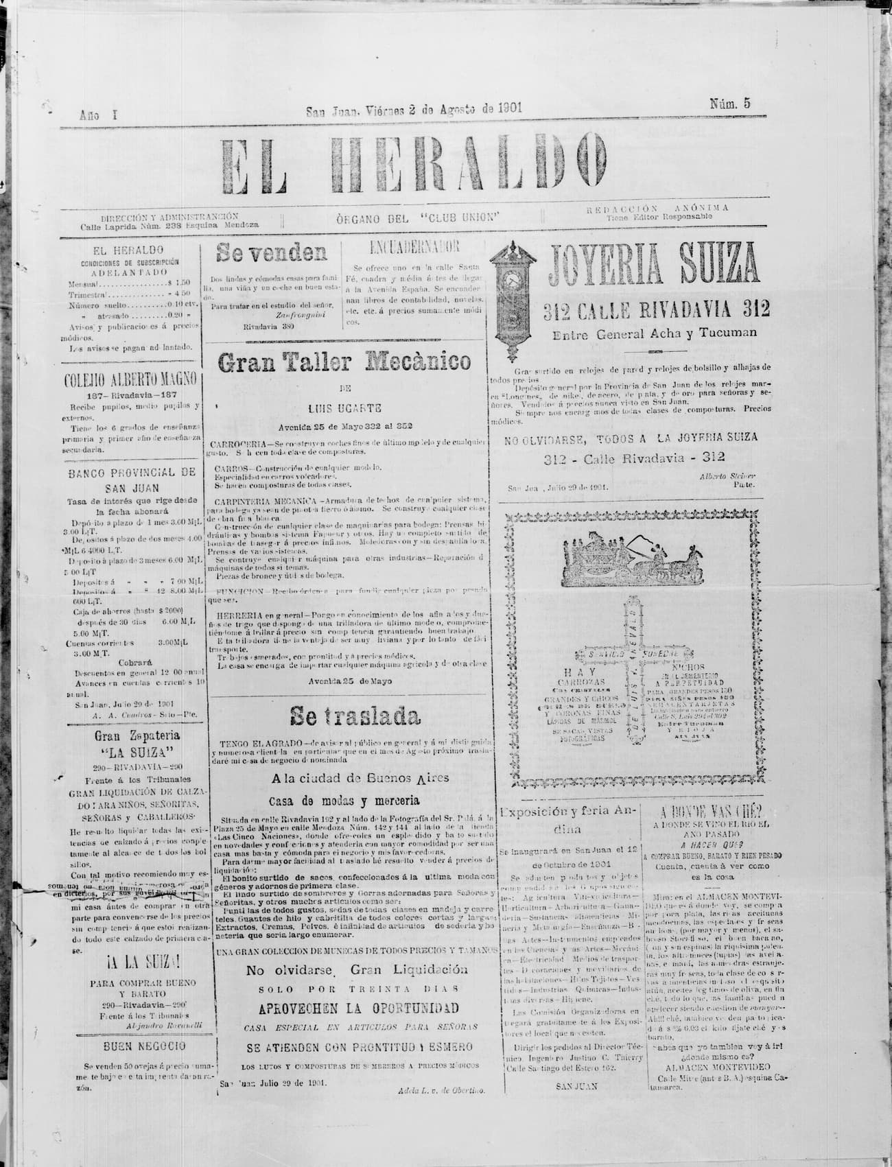 Portada · 2 de Agosto de 1901
