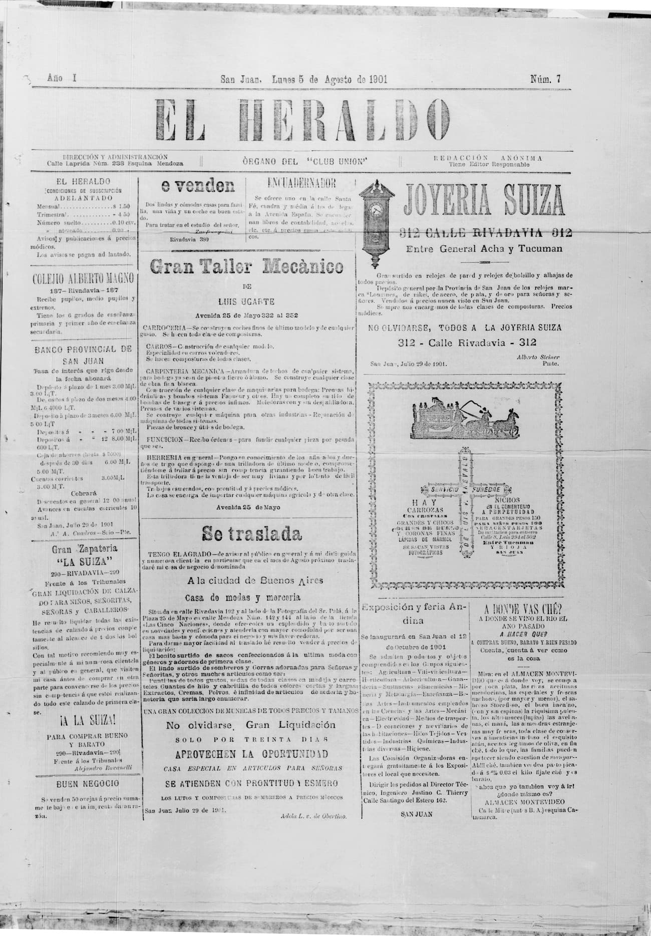 Portada · 5 de Agosto de 1901