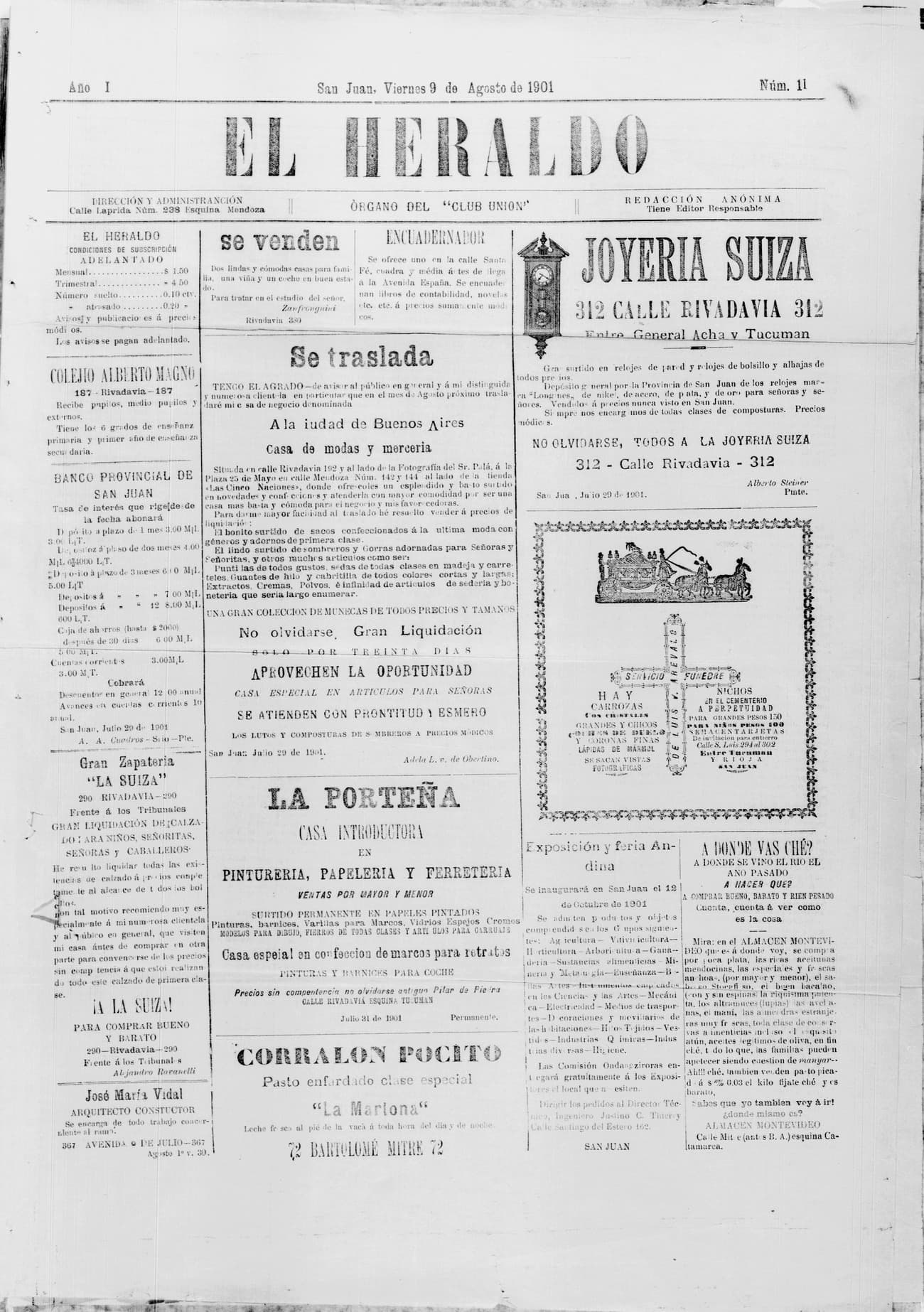 Portada · 9 de Agosto de 1901