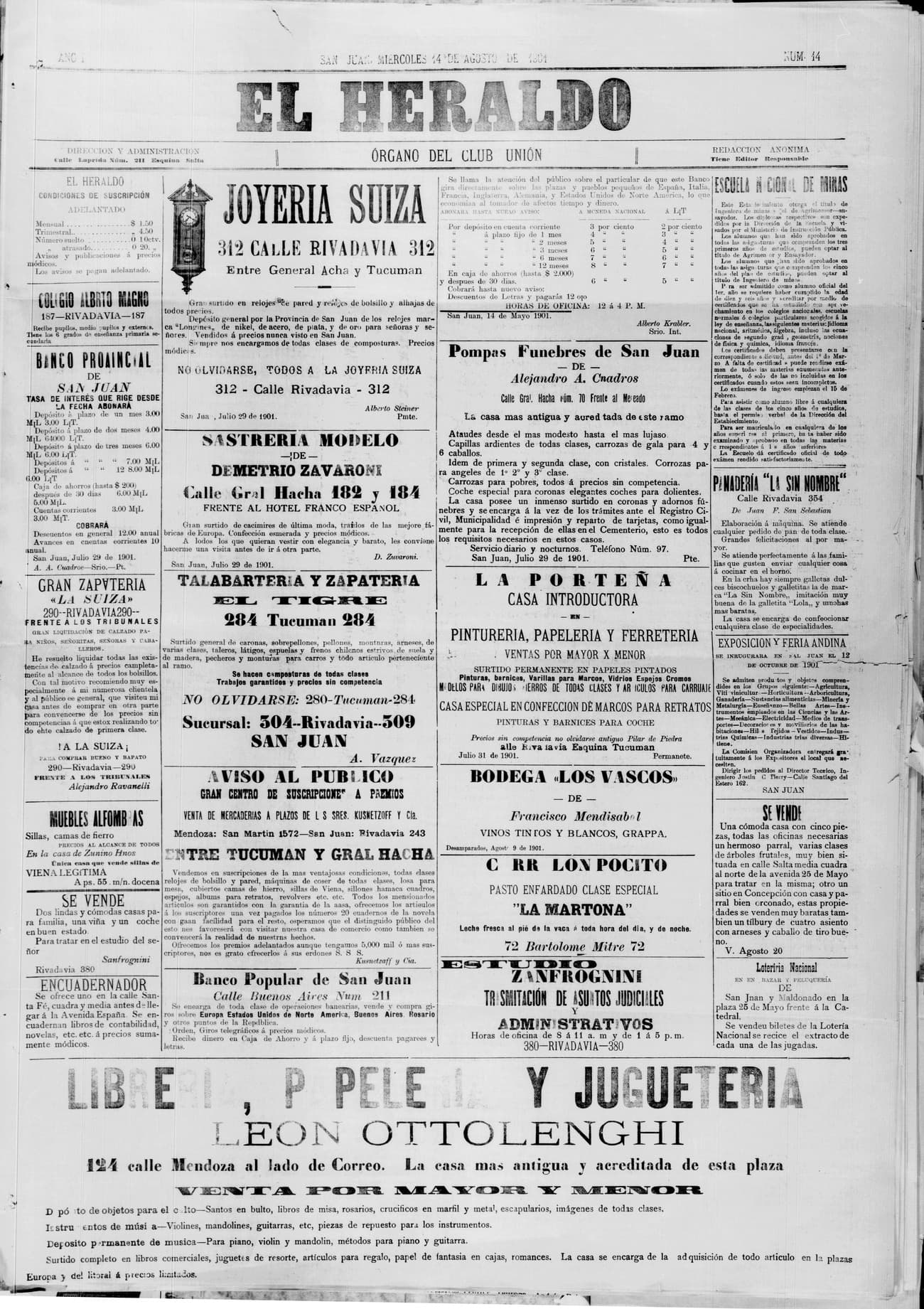 Portada · 14 de Agosto de 1901