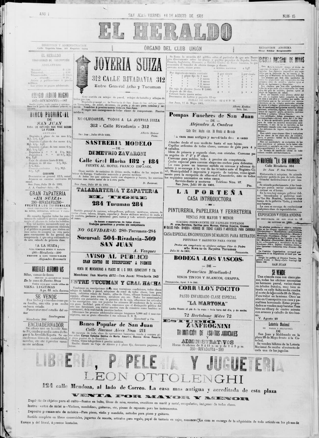 Portada · 16 de Agosto de 1901