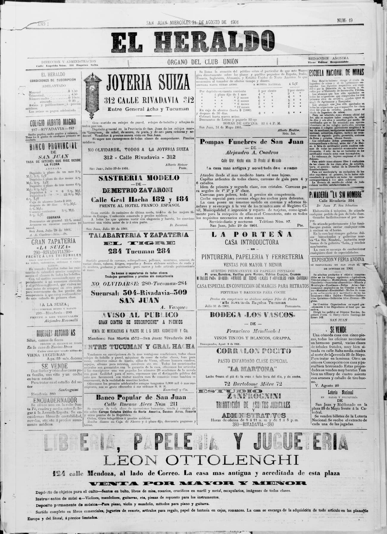 Portada · 21 de Agosto de 1901