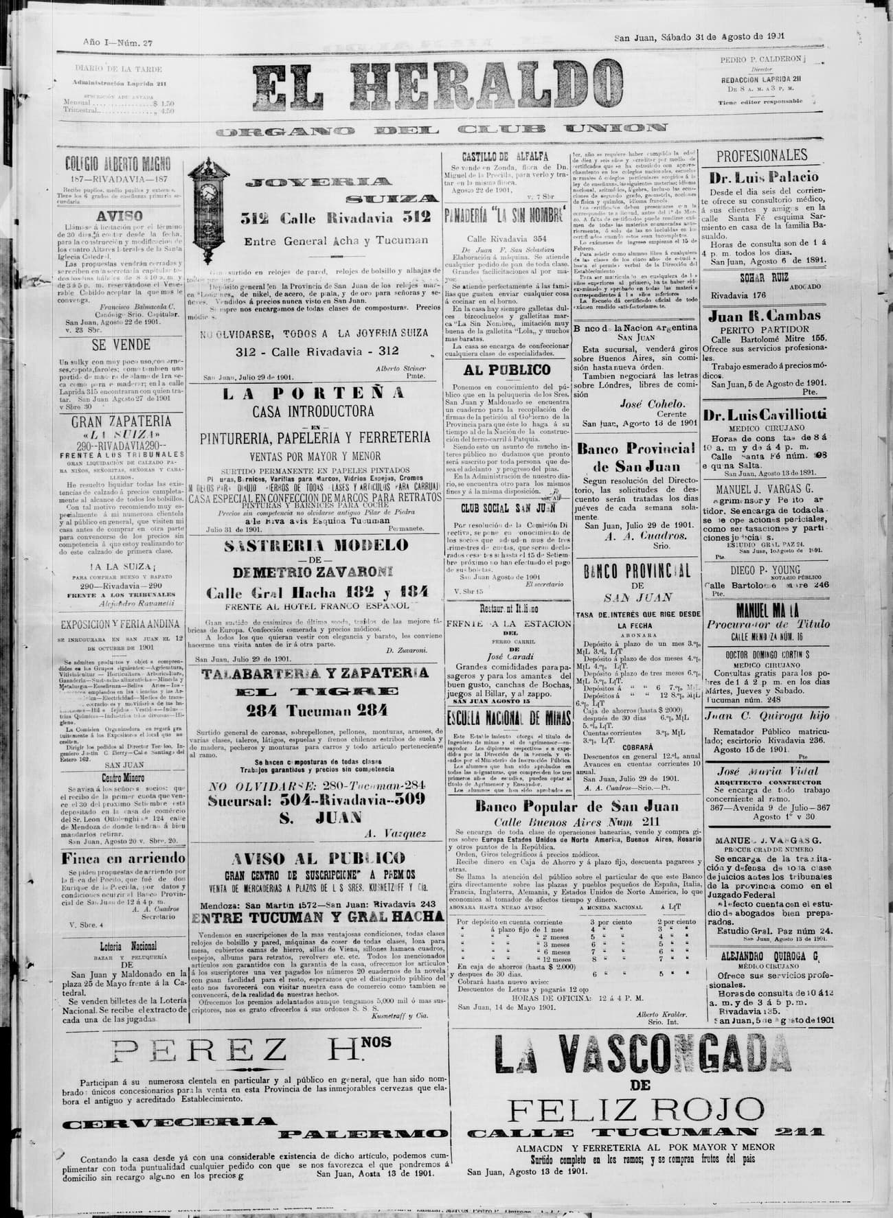 Portada · 31 de Agosto de 1901