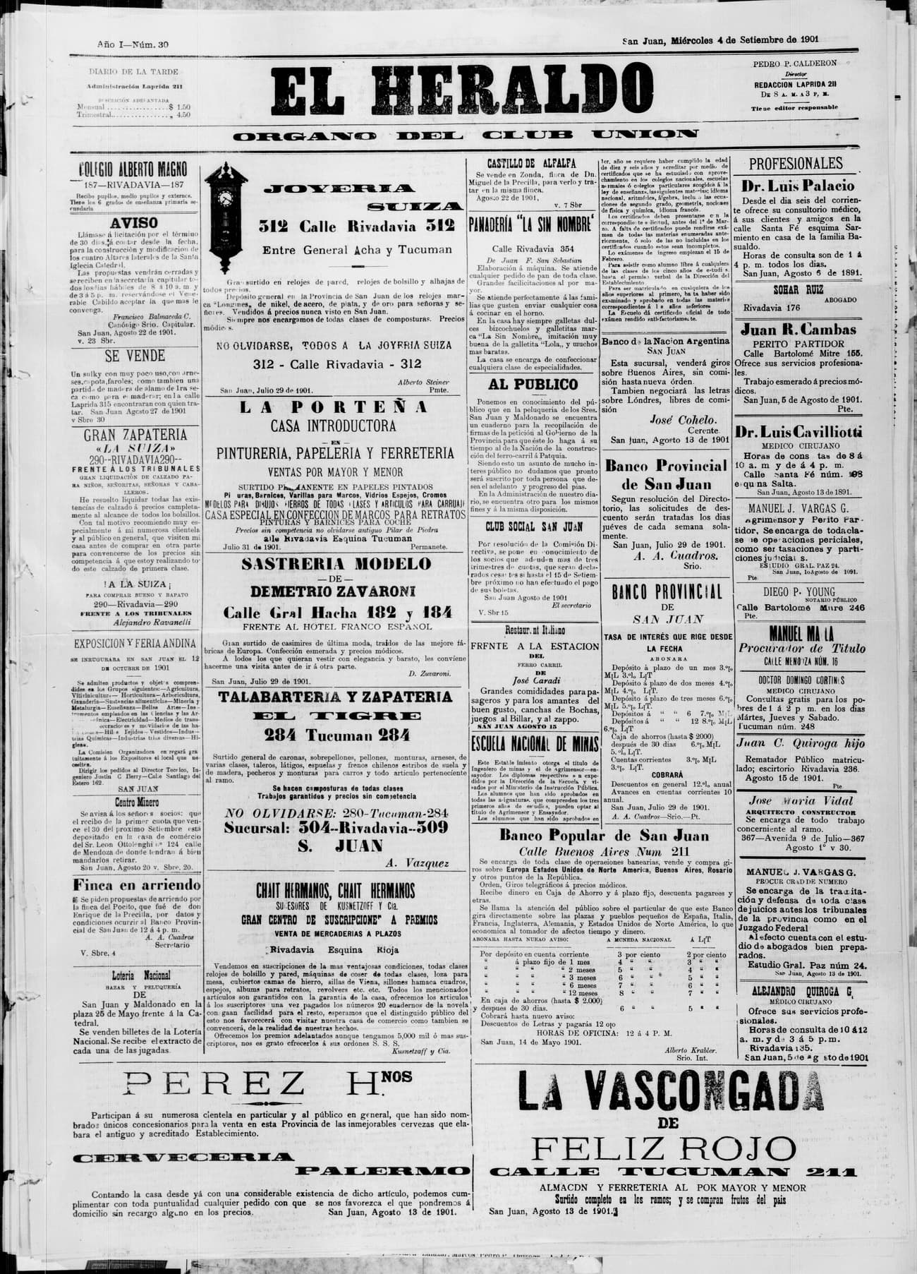 Portada · 4 de Septiembre de 1901