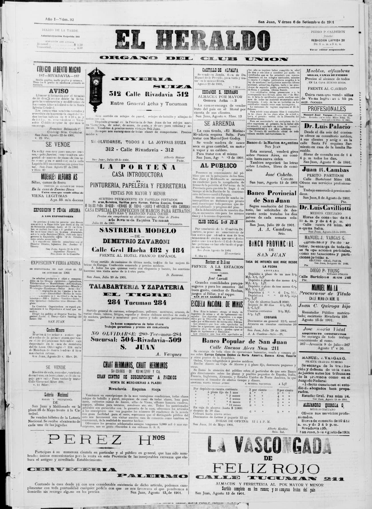Portada · 6 de Septiembre de 1901