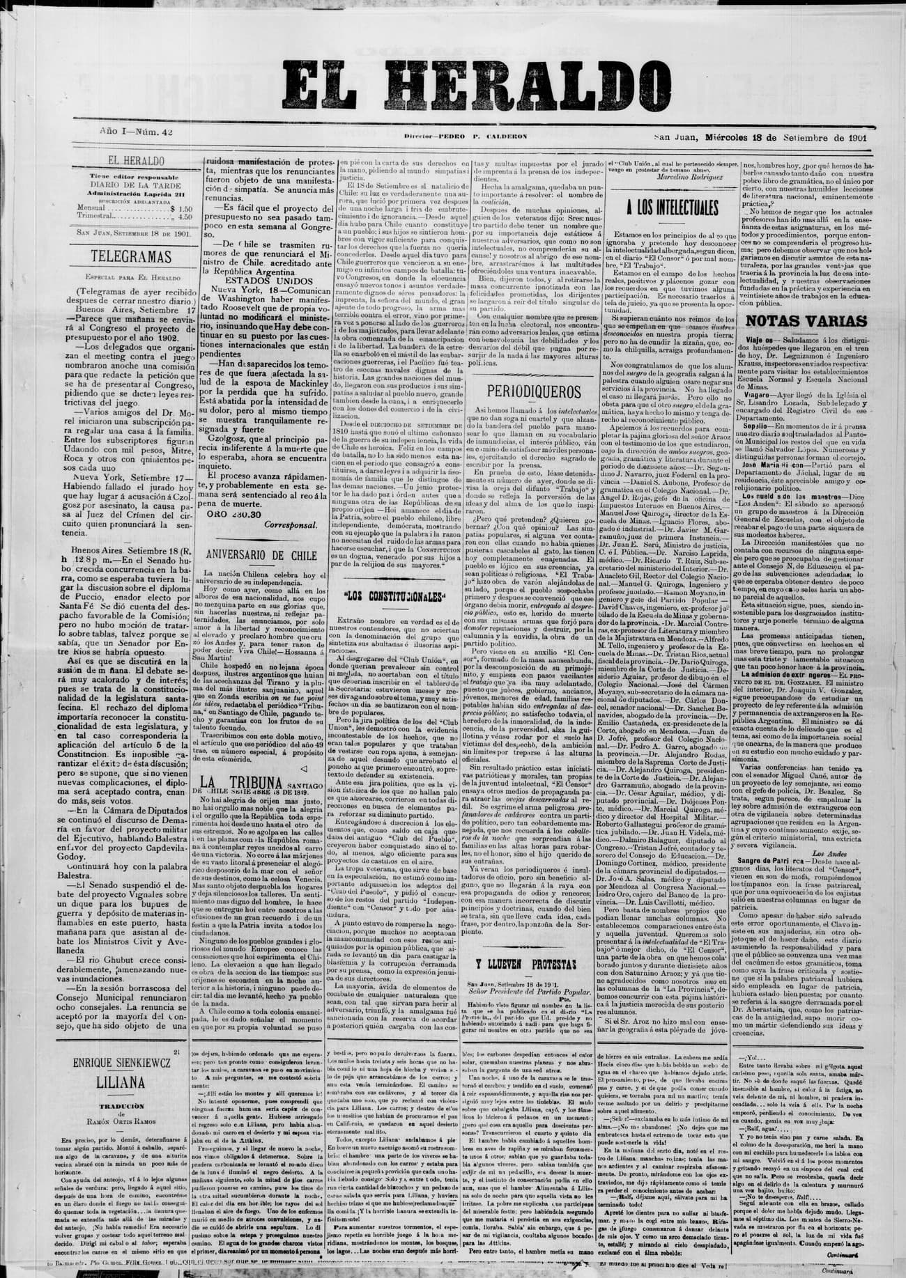 Portada · 18 de Septiembre de 1901