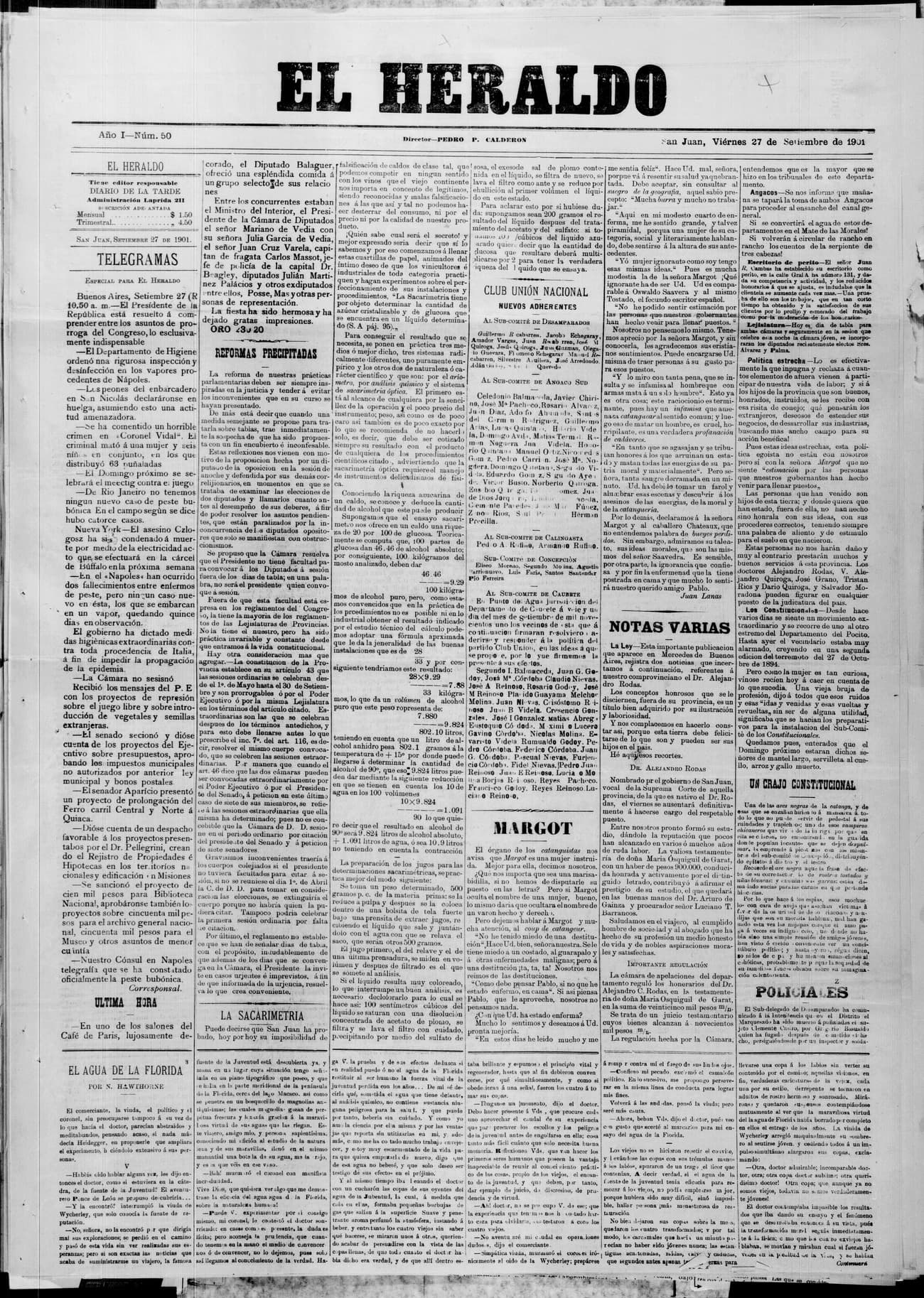 Portada · 27 de Septiembre de 1901