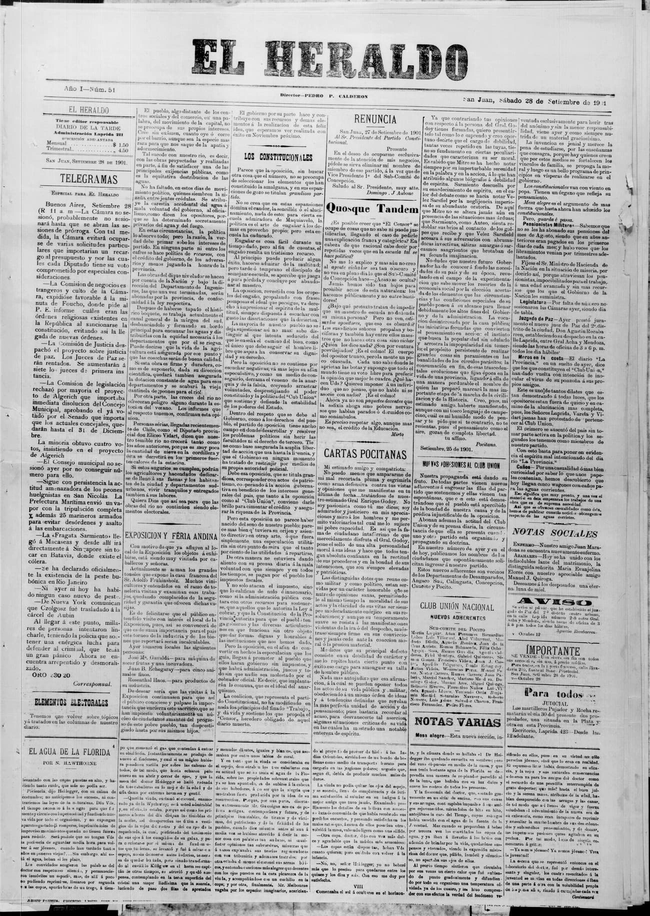 Portada · 28 de Septiembre de 1901