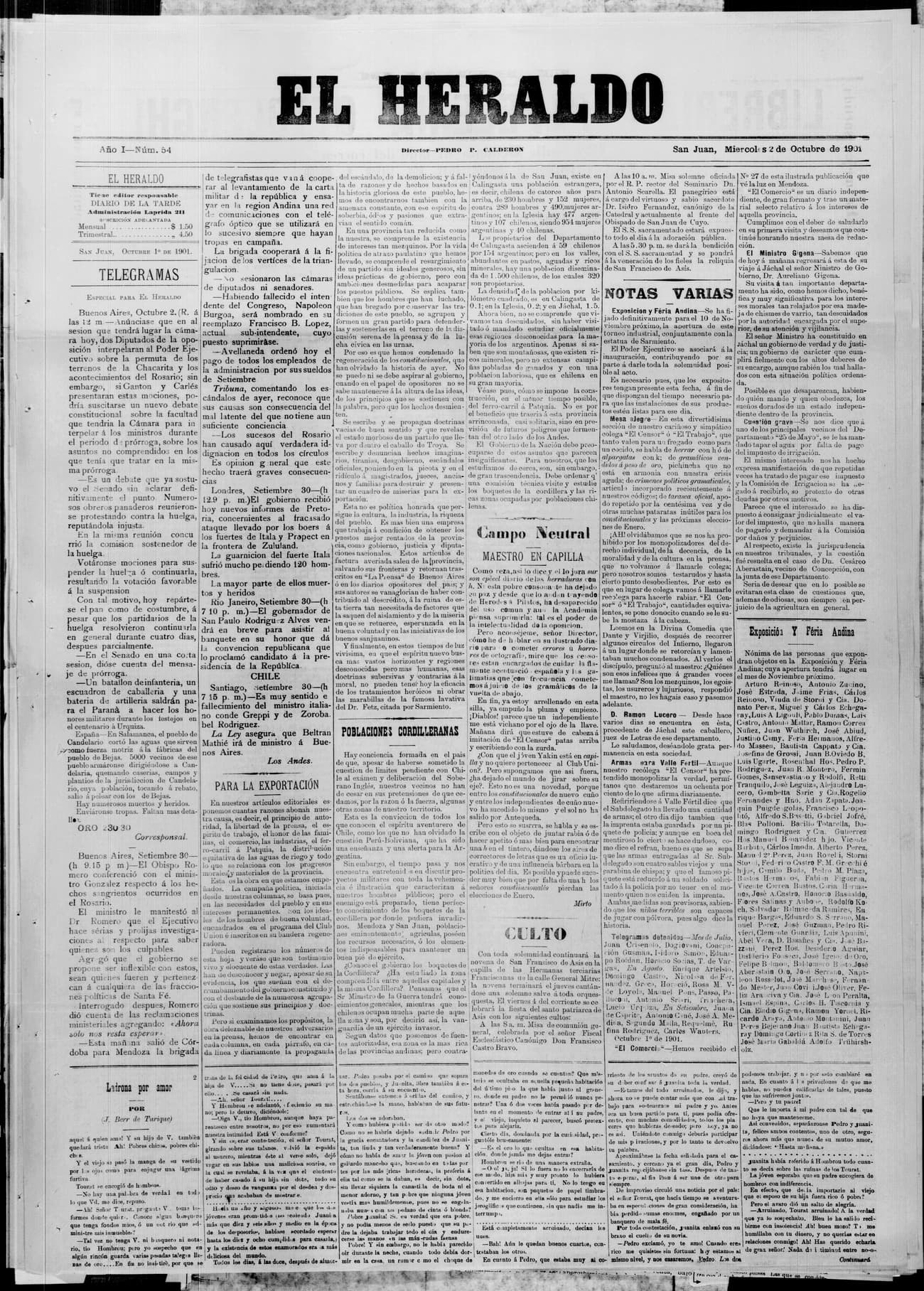 Portada · 2 de Octubre de 1901