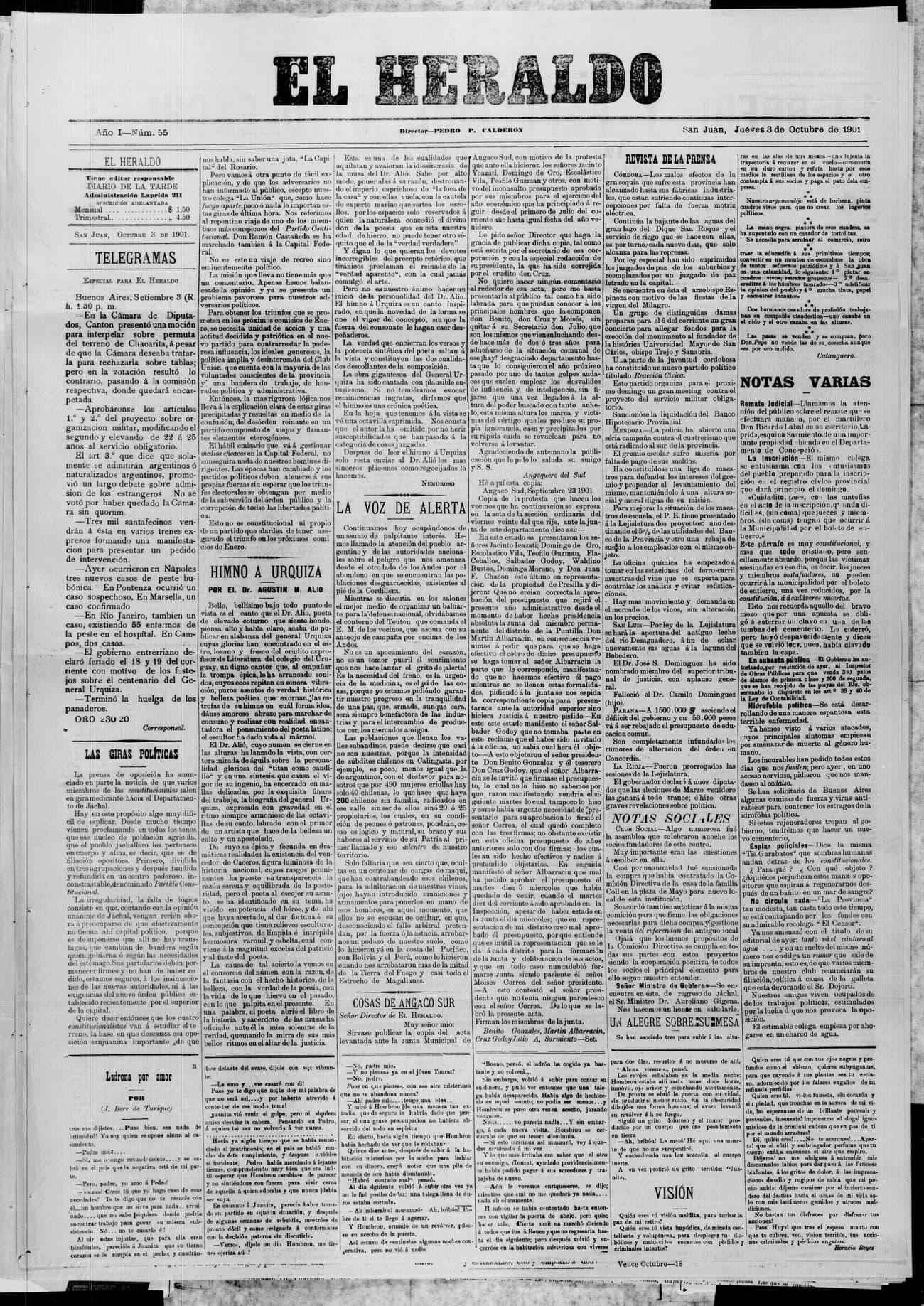 Portada · 3 de Octubre de 1901
